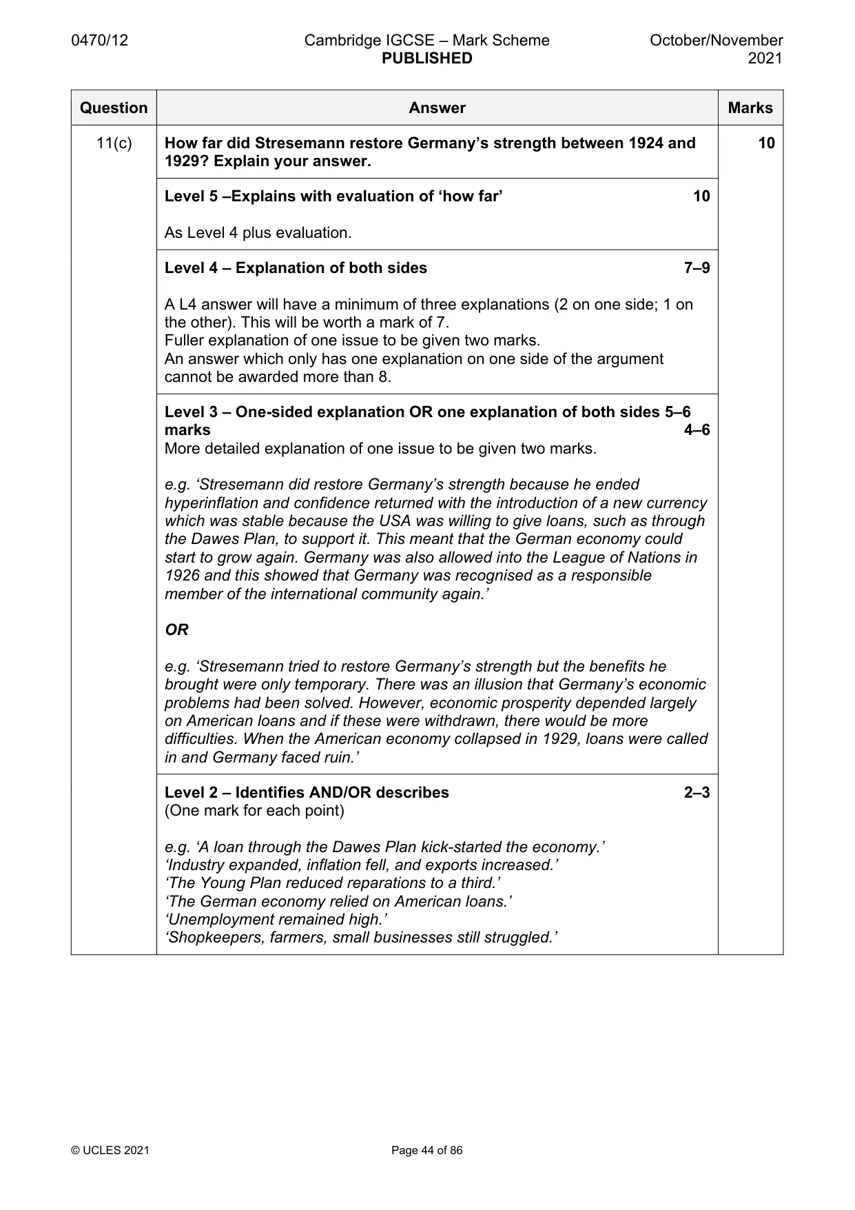 Mark scheme, page 44 of 86