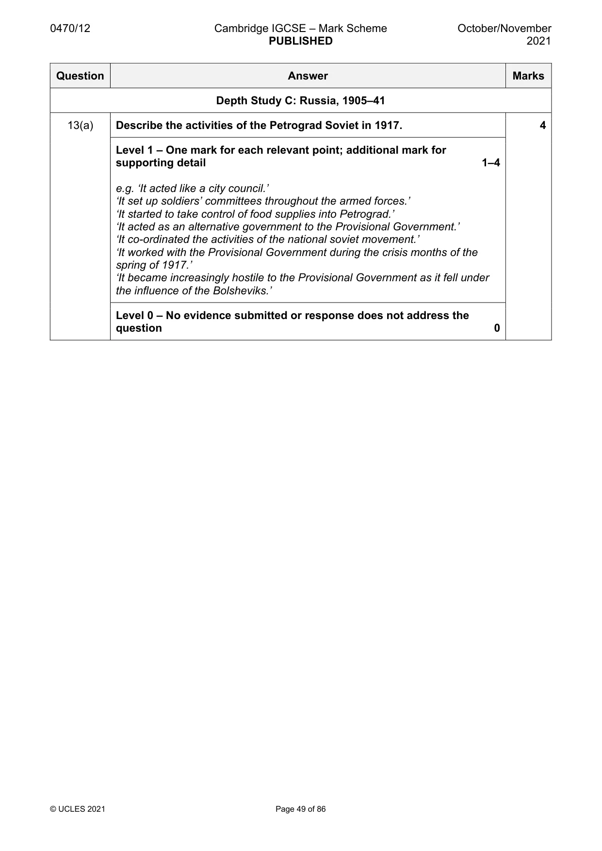 Mark scheme, page 49 of 86