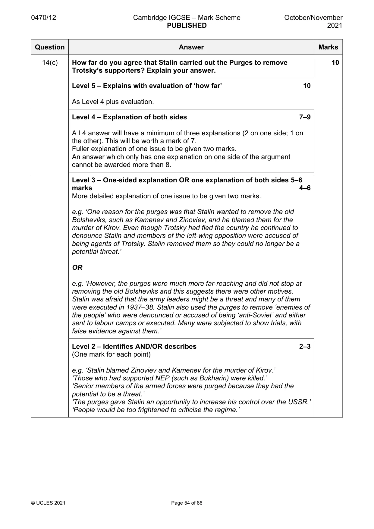 Mark scheme, page 54 of 86