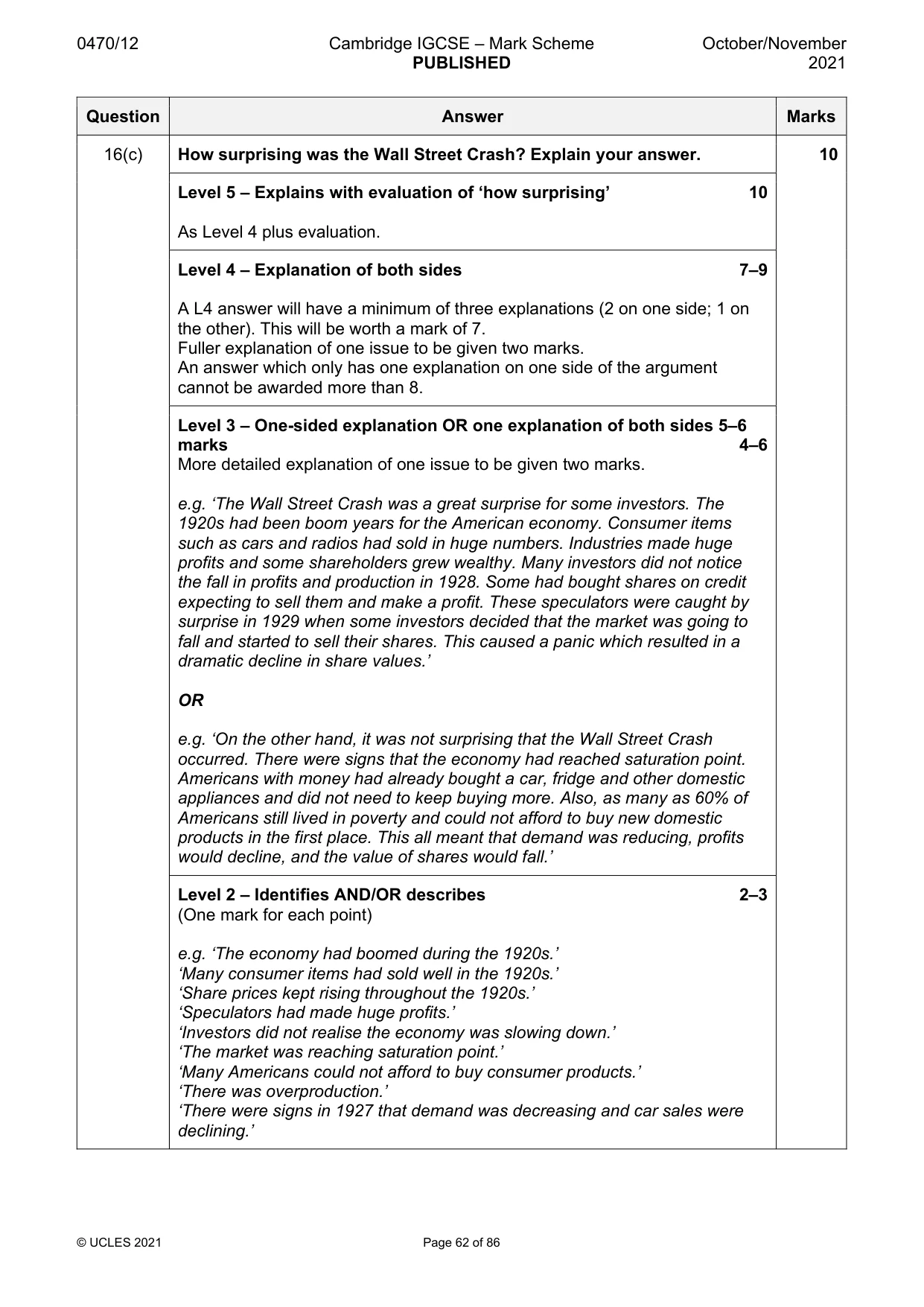 Mark scheme, page 62 of 86