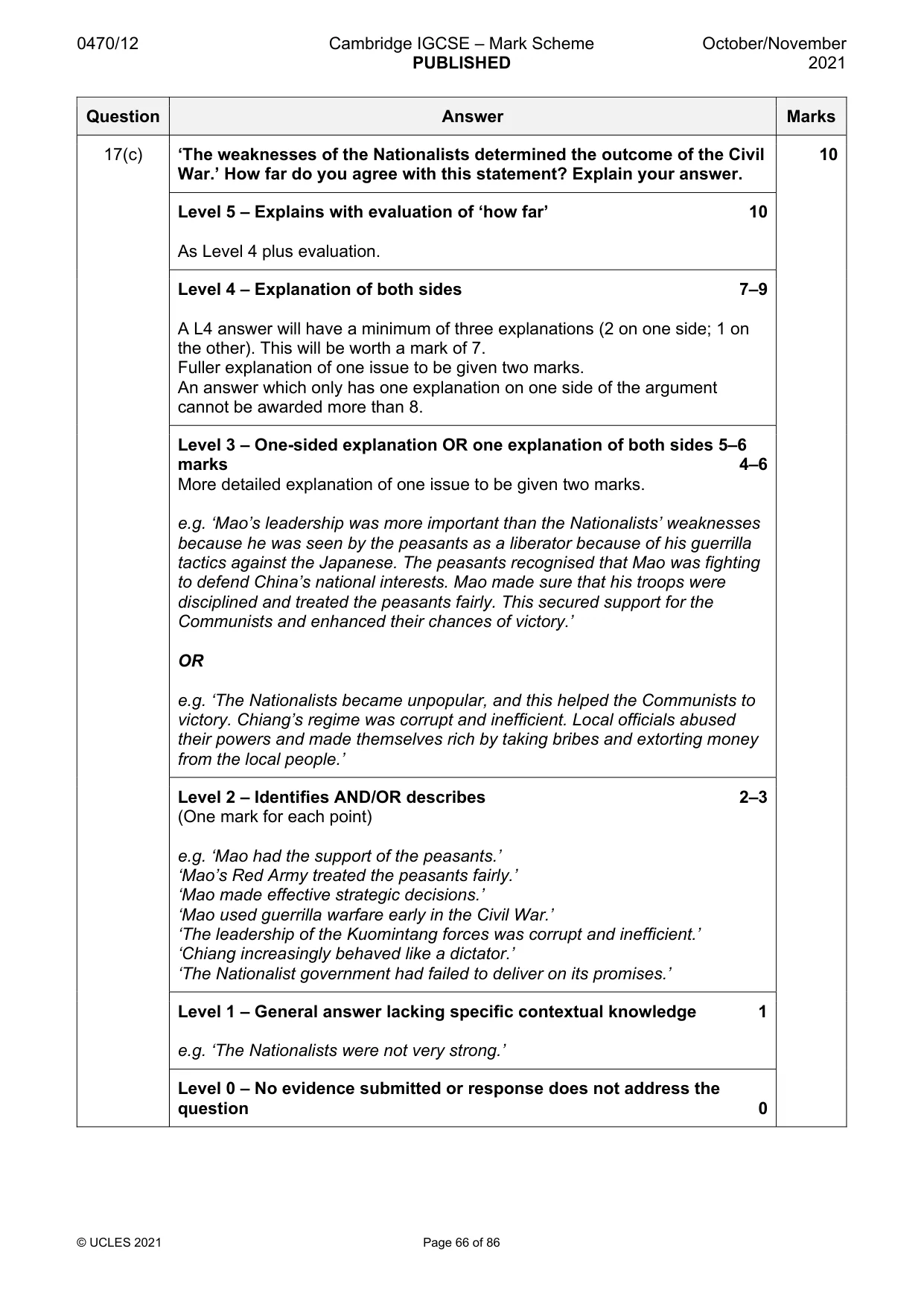 Mark scheme, page 66 of 86