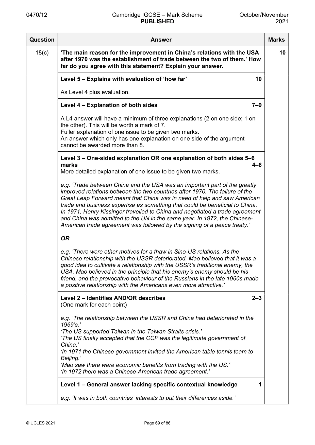Mark scheme, page 69 of 86