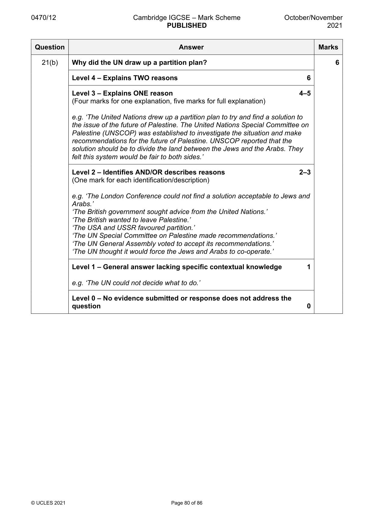 Mark scheme, page 80 of 86