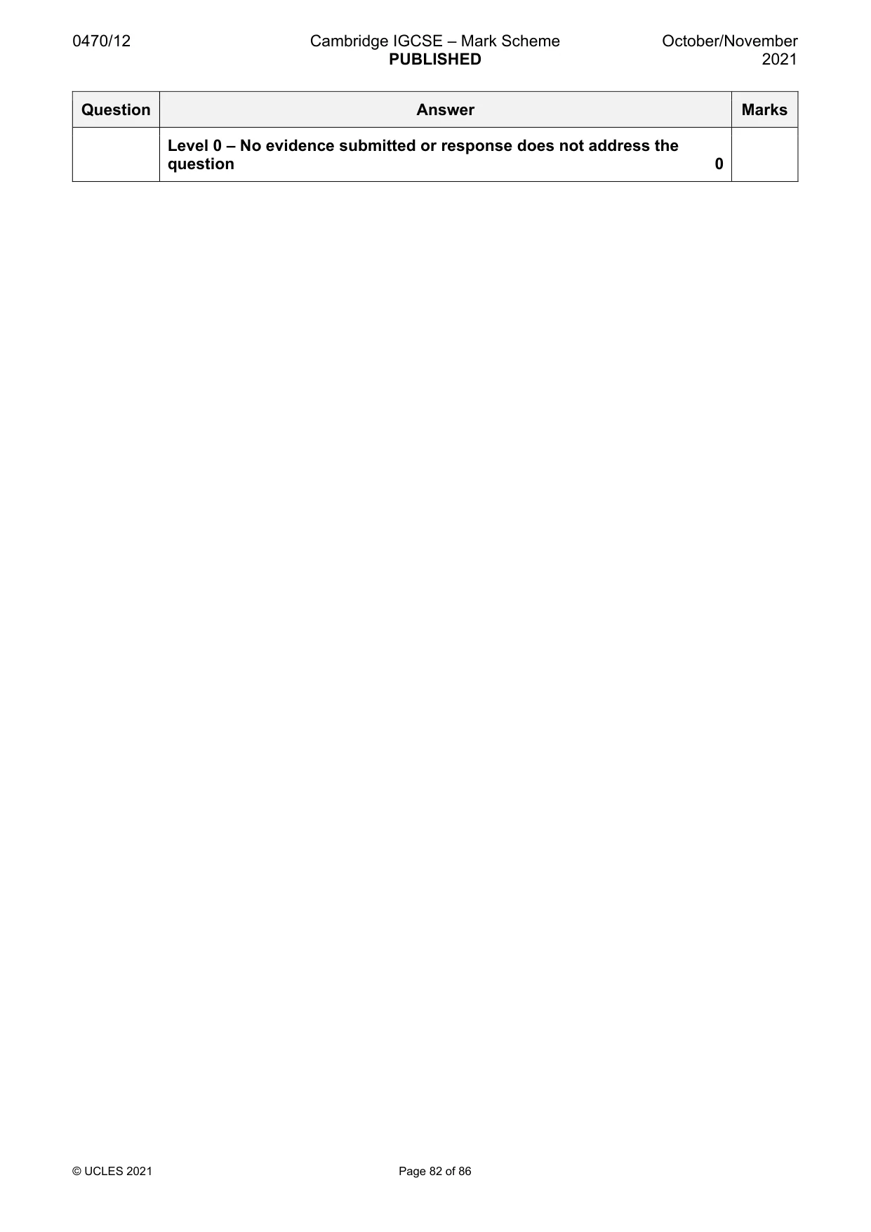 Mark scheme, page 82 of 86