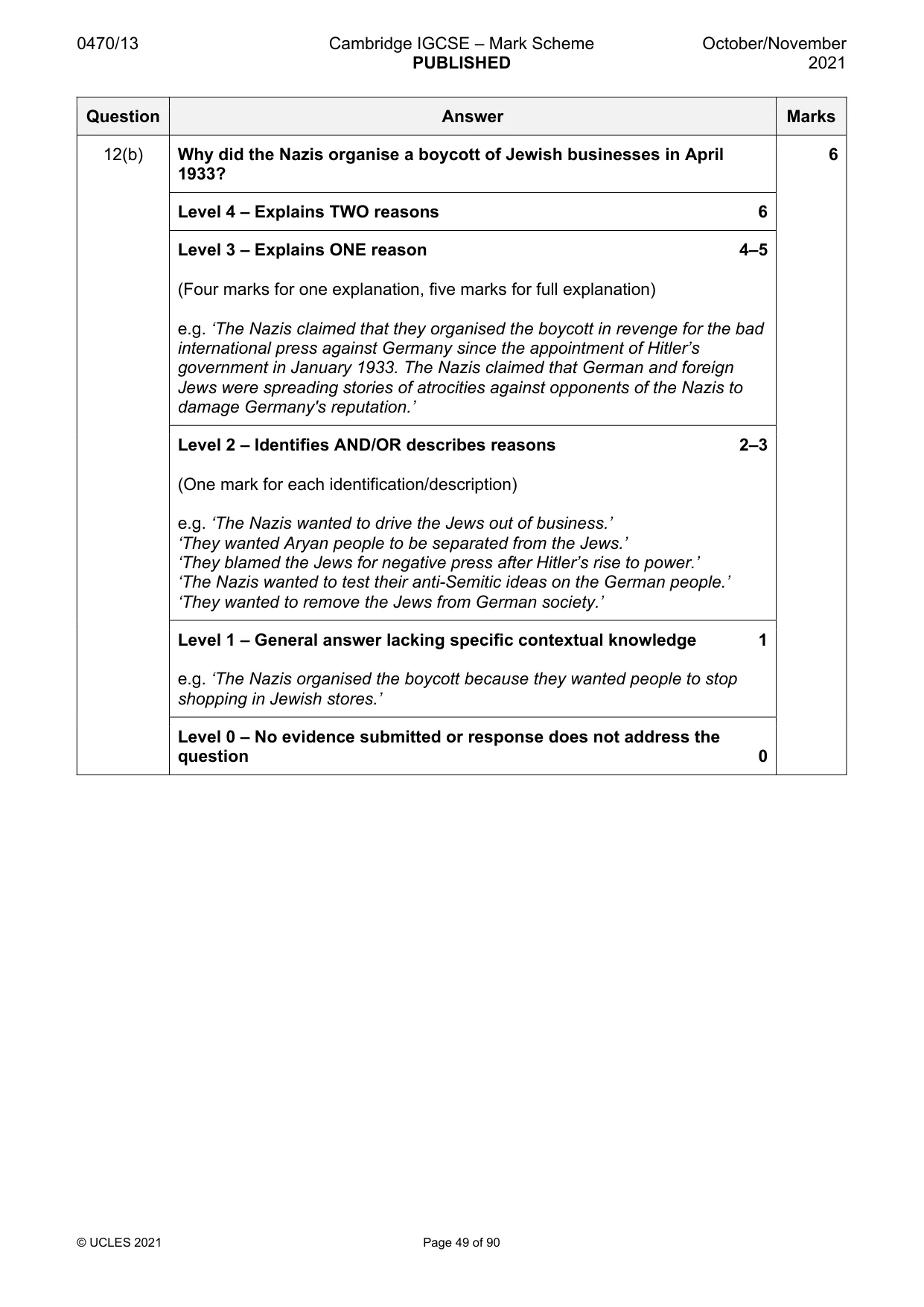 Mark scheme, page 49 of 90