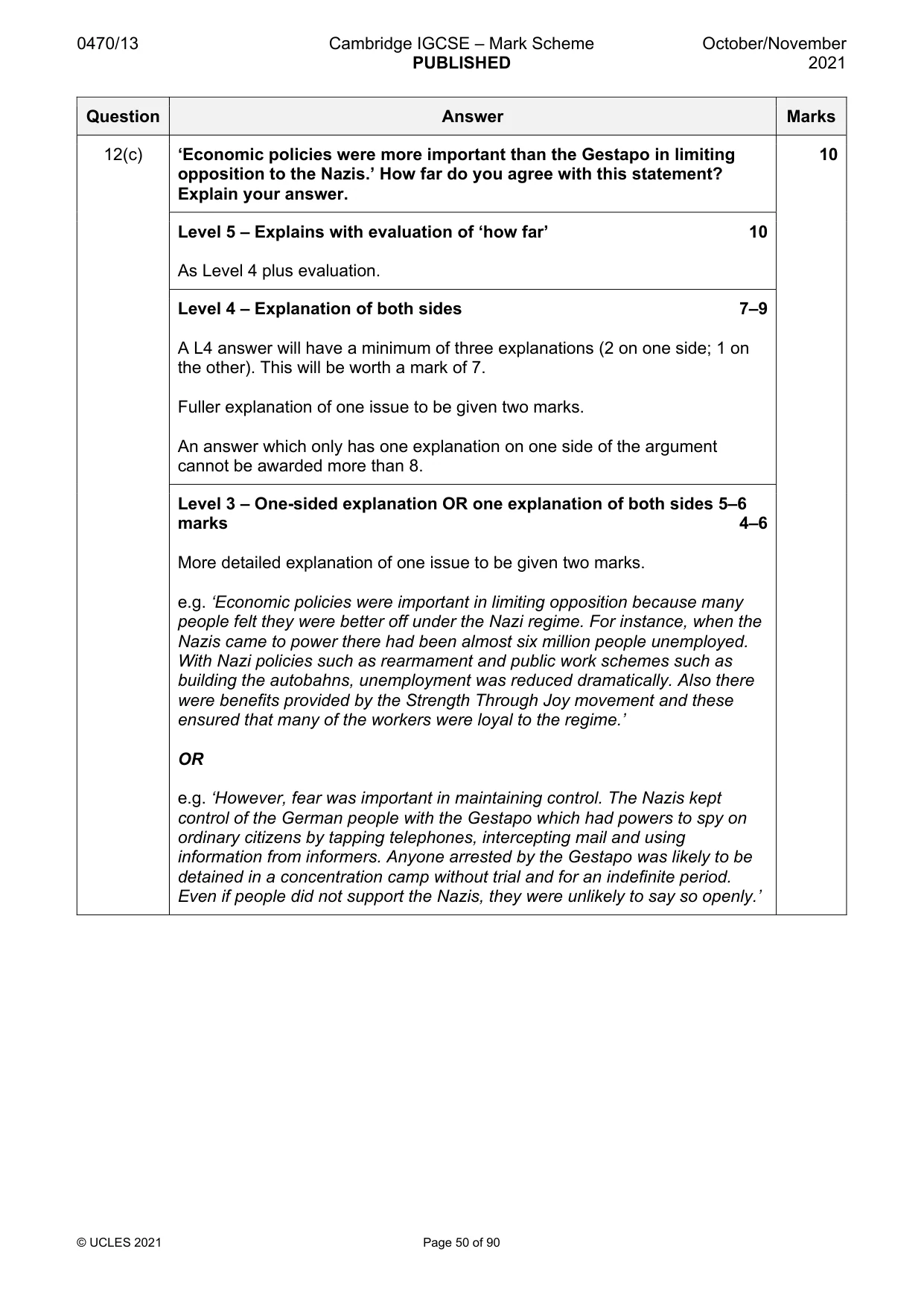 Mark scheme, page 50 of 90