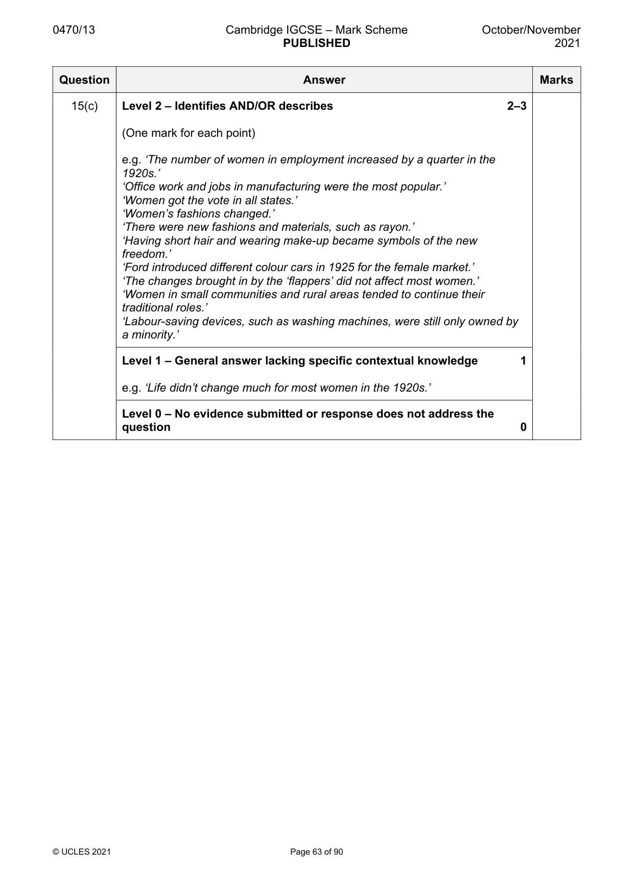 Mark scheme, page 63 of 90