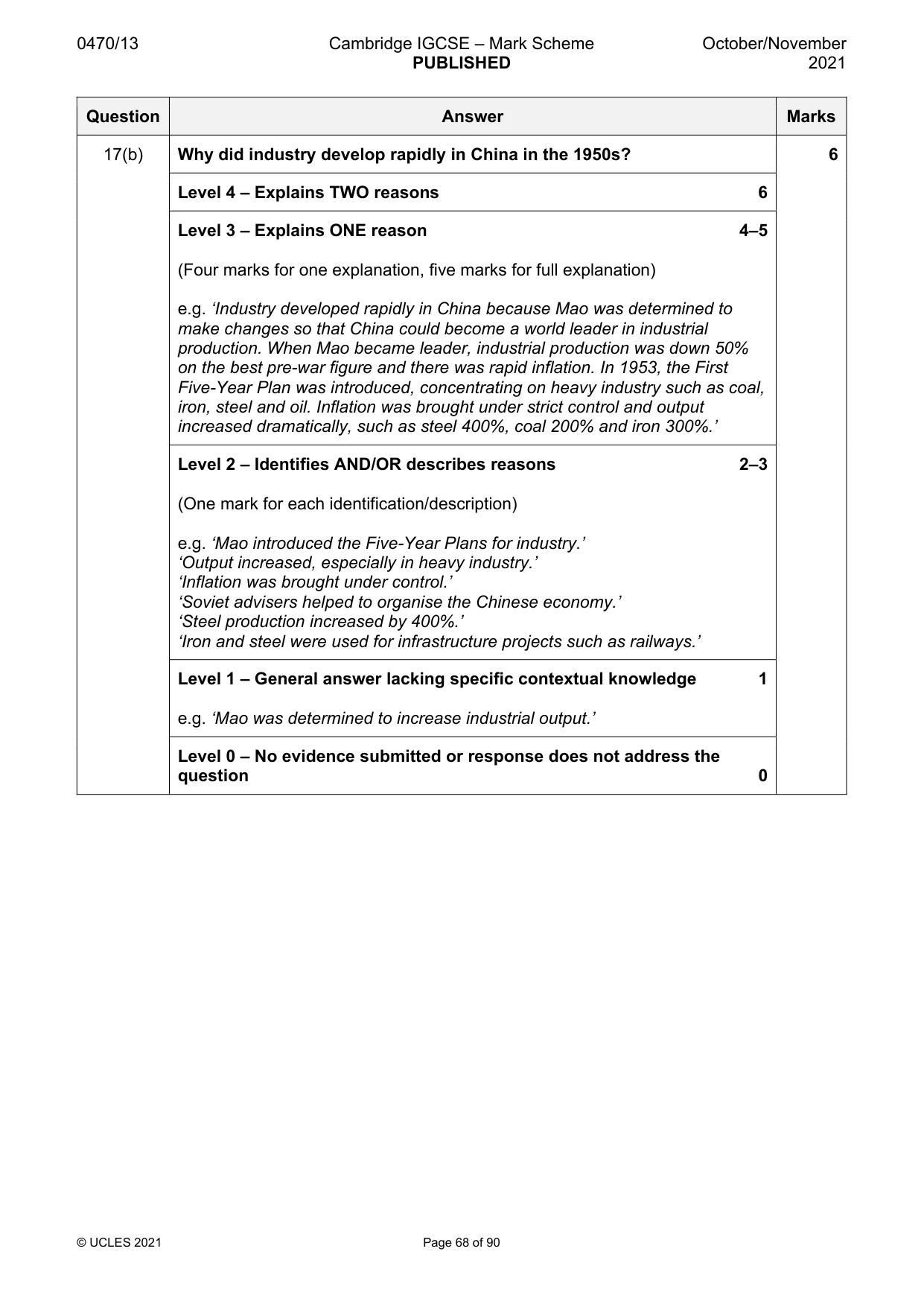 Mark scheme, page 68 of 90