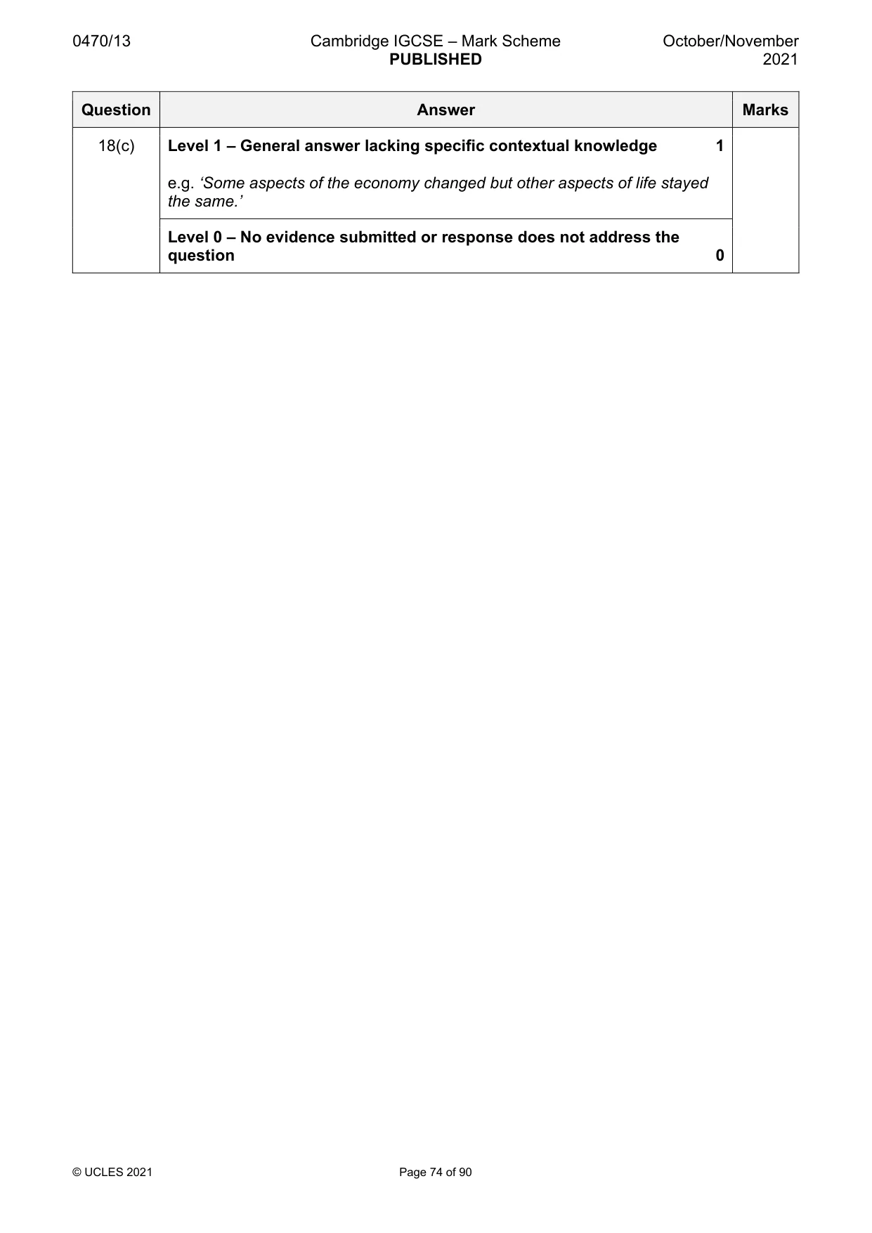Mark scheme, page 74 of 90