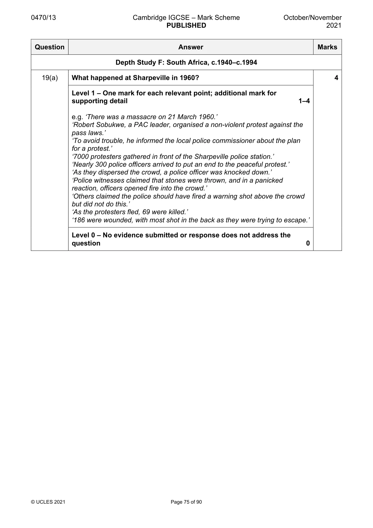 Mark scheme, page 75 of 90