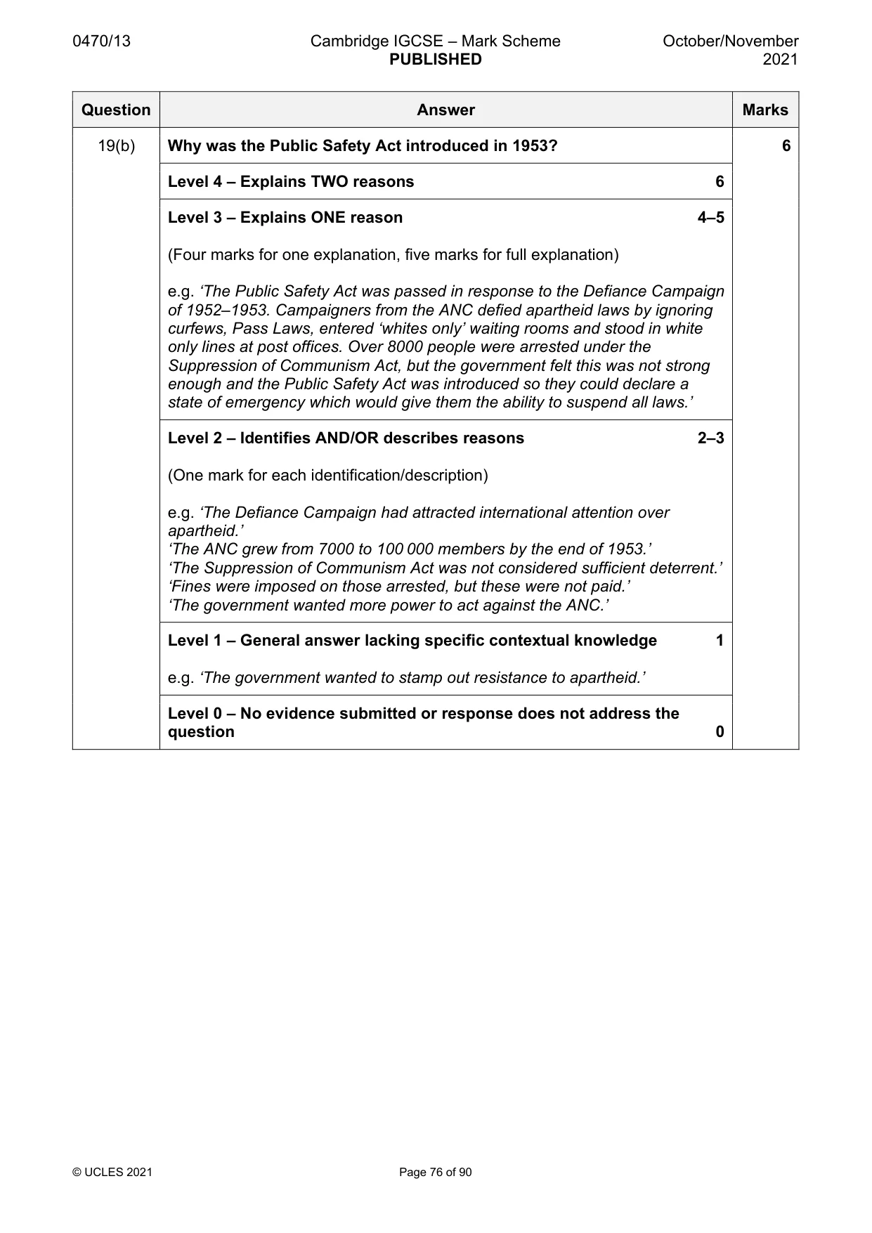 Mark scheme, page 76 of 90