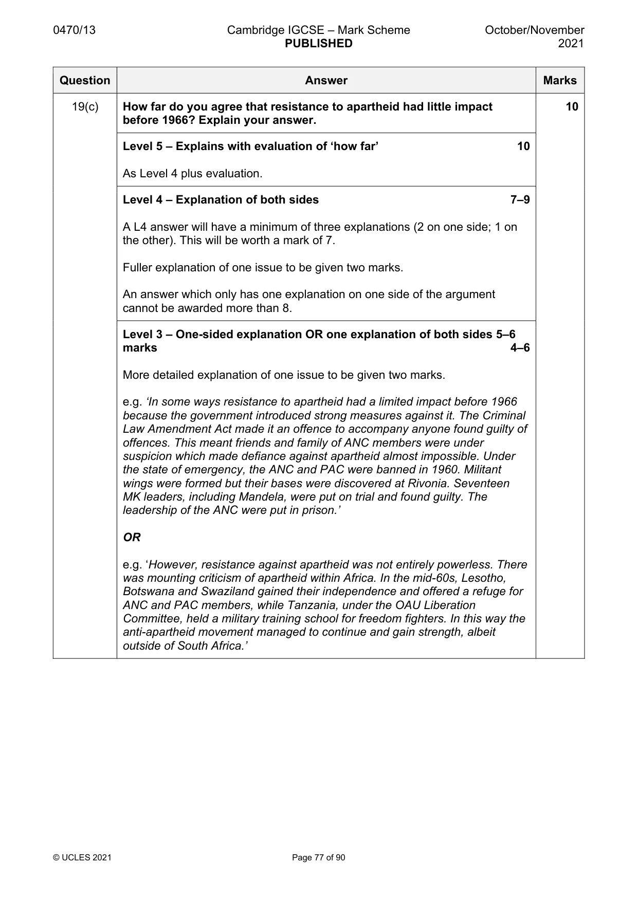 Mark scheme, page 77 of 90
