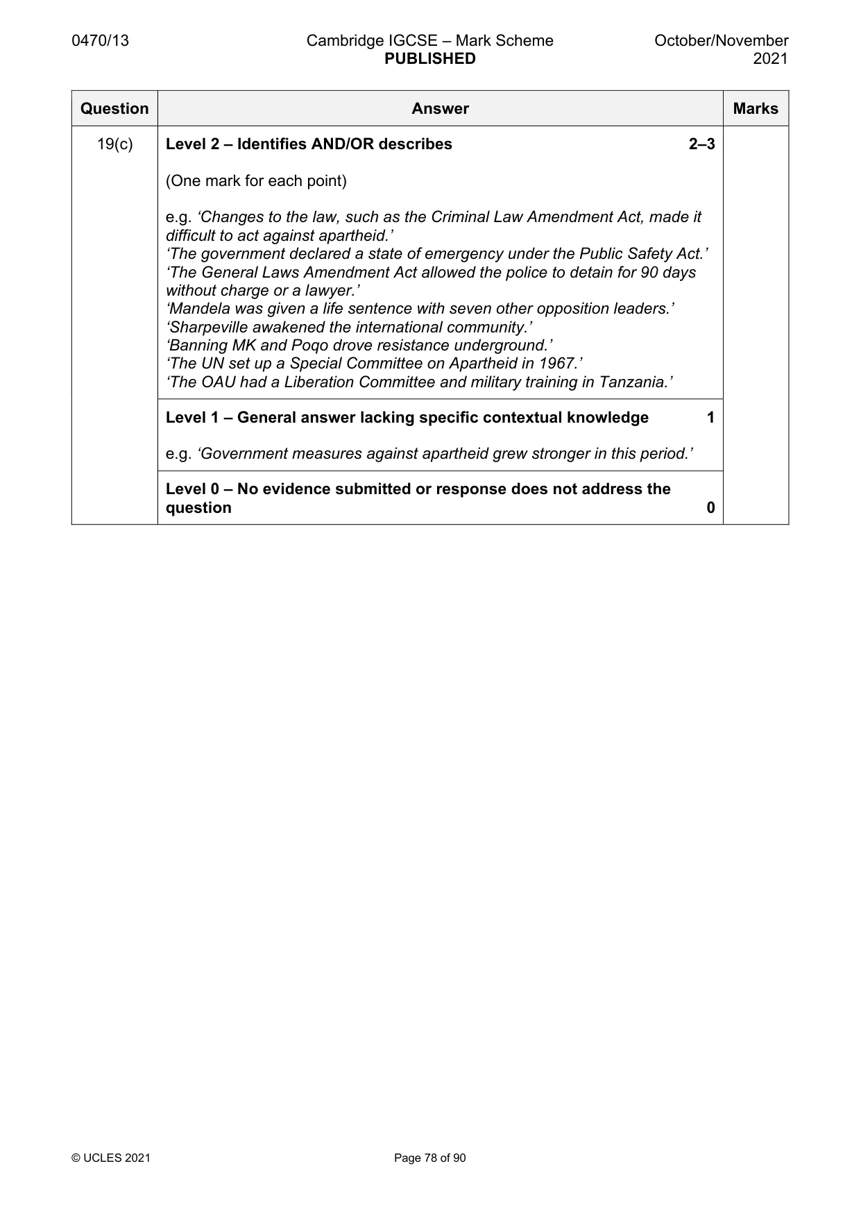Mark scheme, page 78 of 90