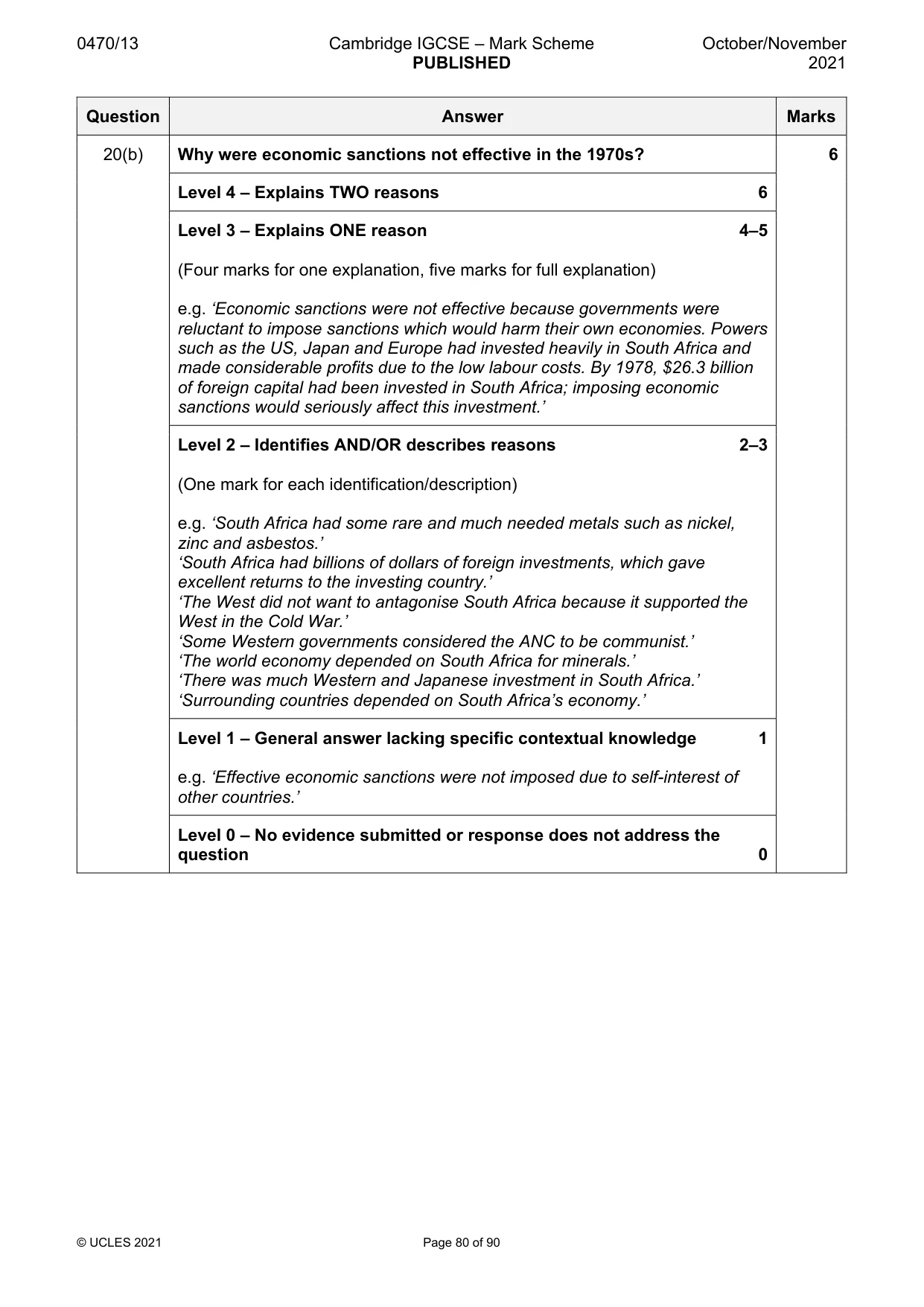 Mark scheme, page 80 of 90