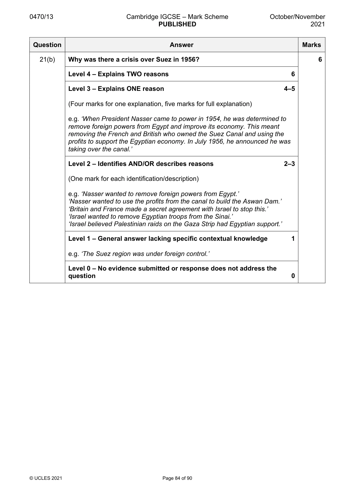 Mark scheme, page 84 of 90