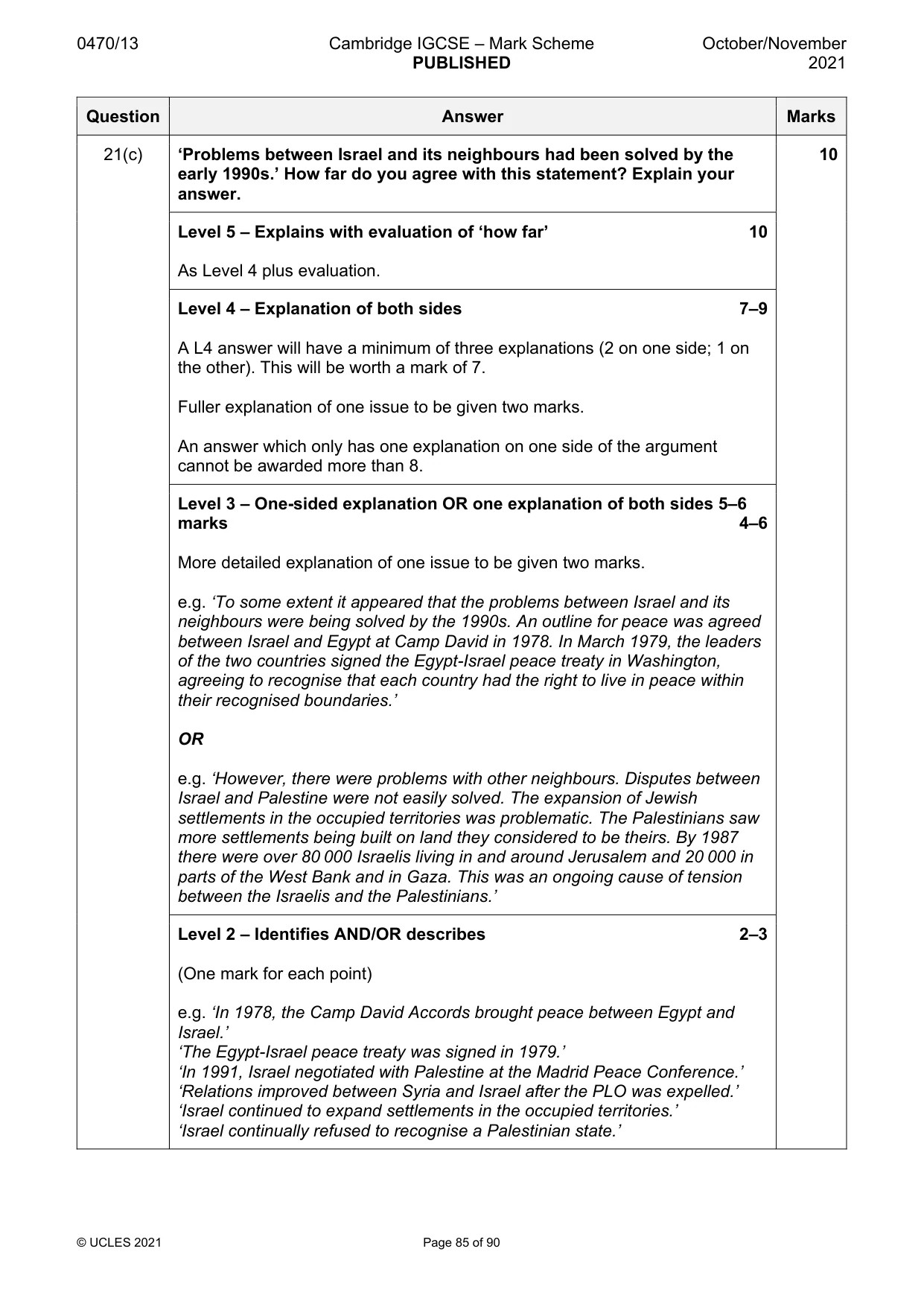 Mark scheme, page 85 of 90