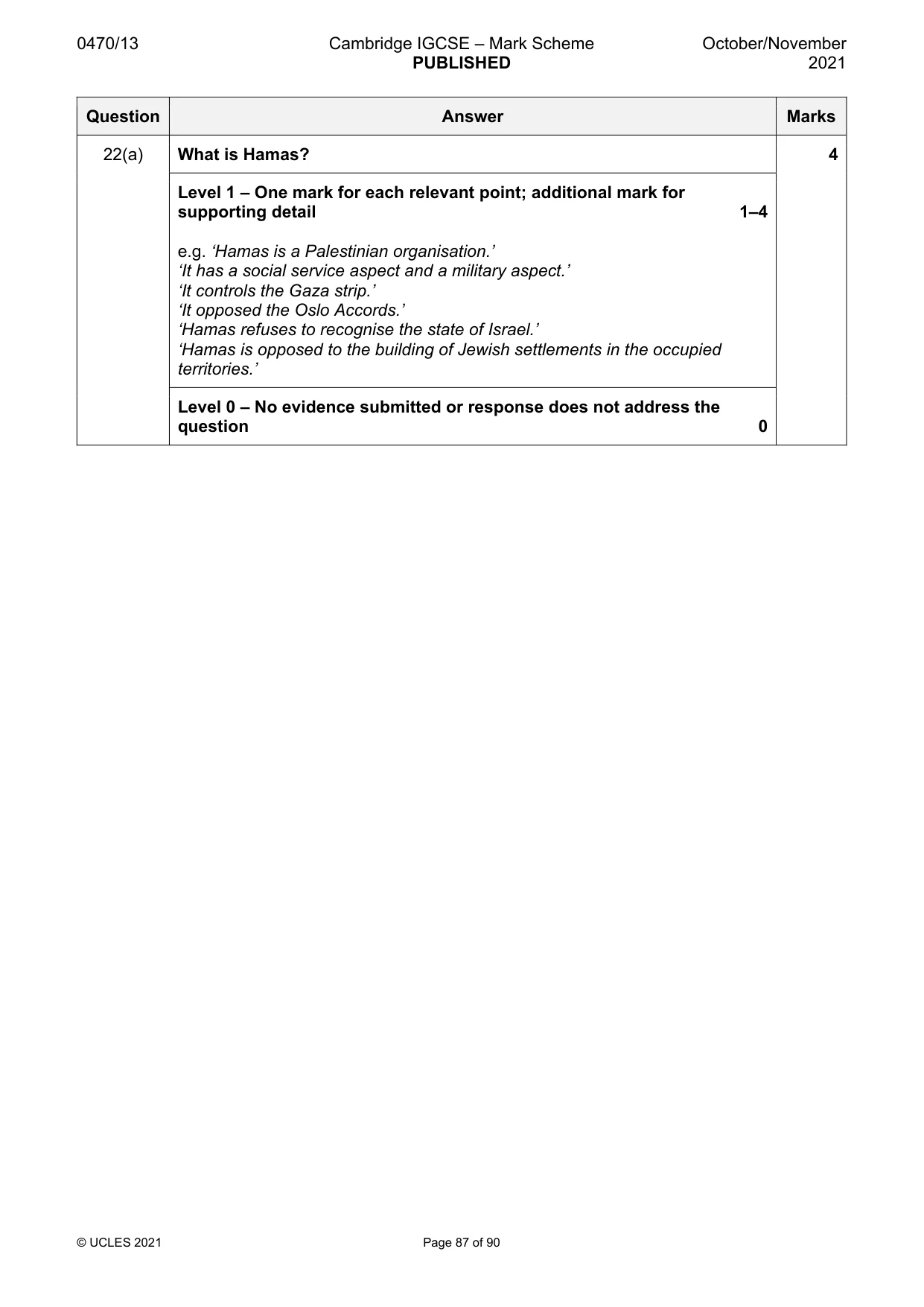 Mark scheme, page 87 of 90