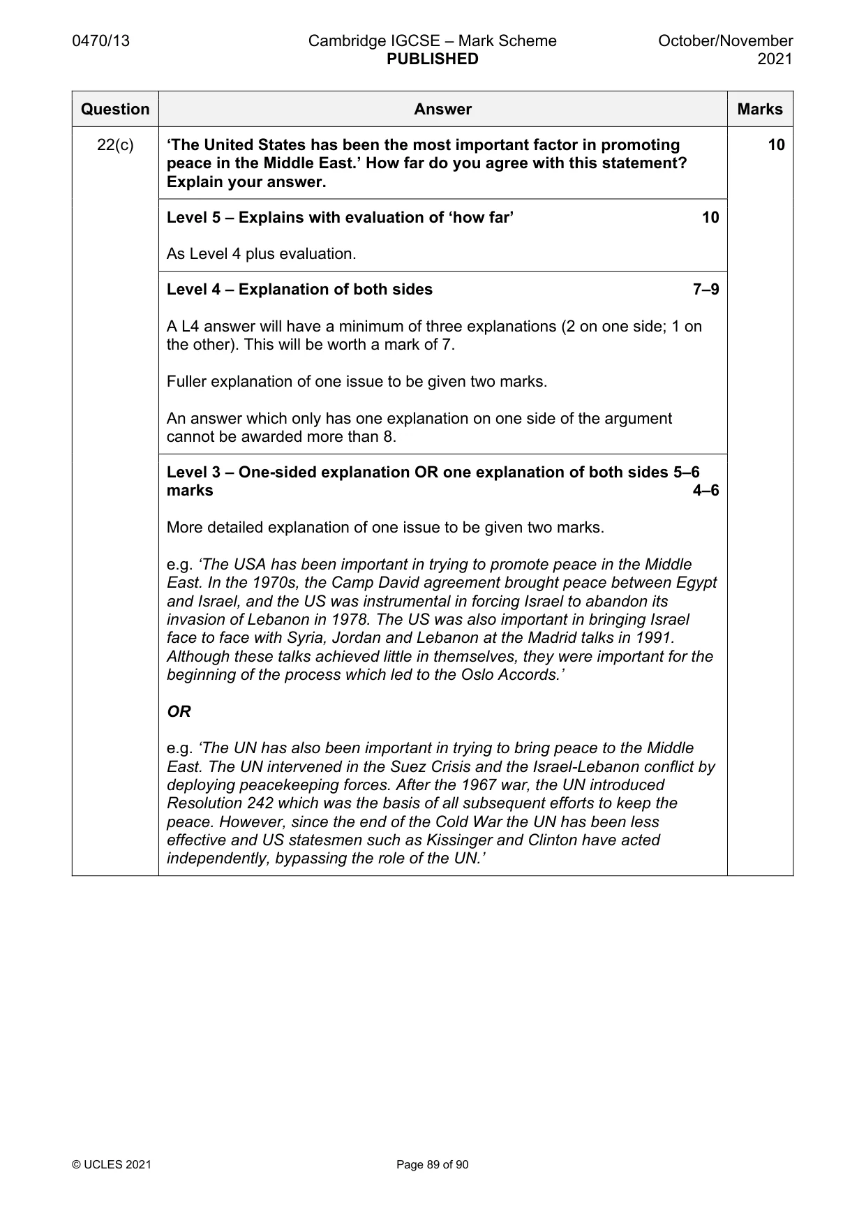 Mark scheme, page 89 of 90