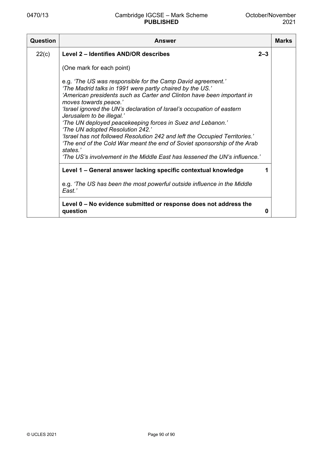 Mark scheme, page 90 of 90