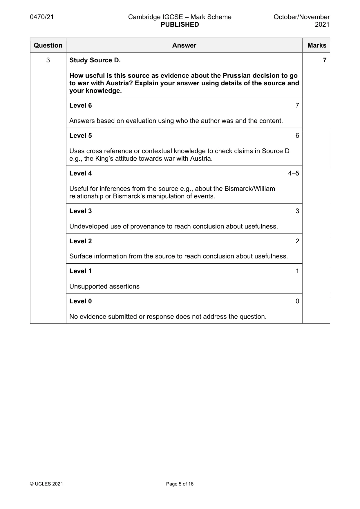Mark scheme, page 5 of 16