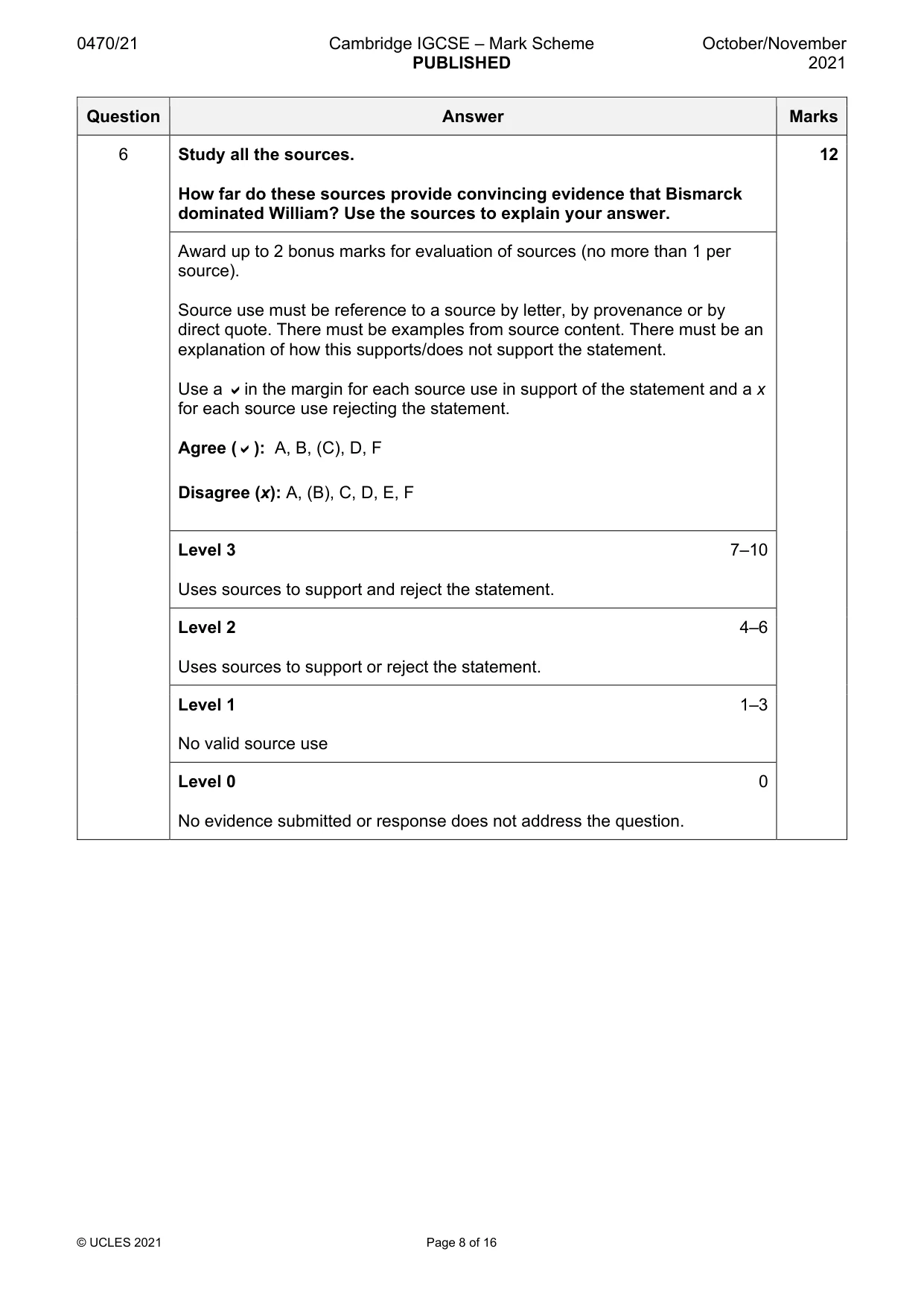 Mark scheme, page 8 of 16