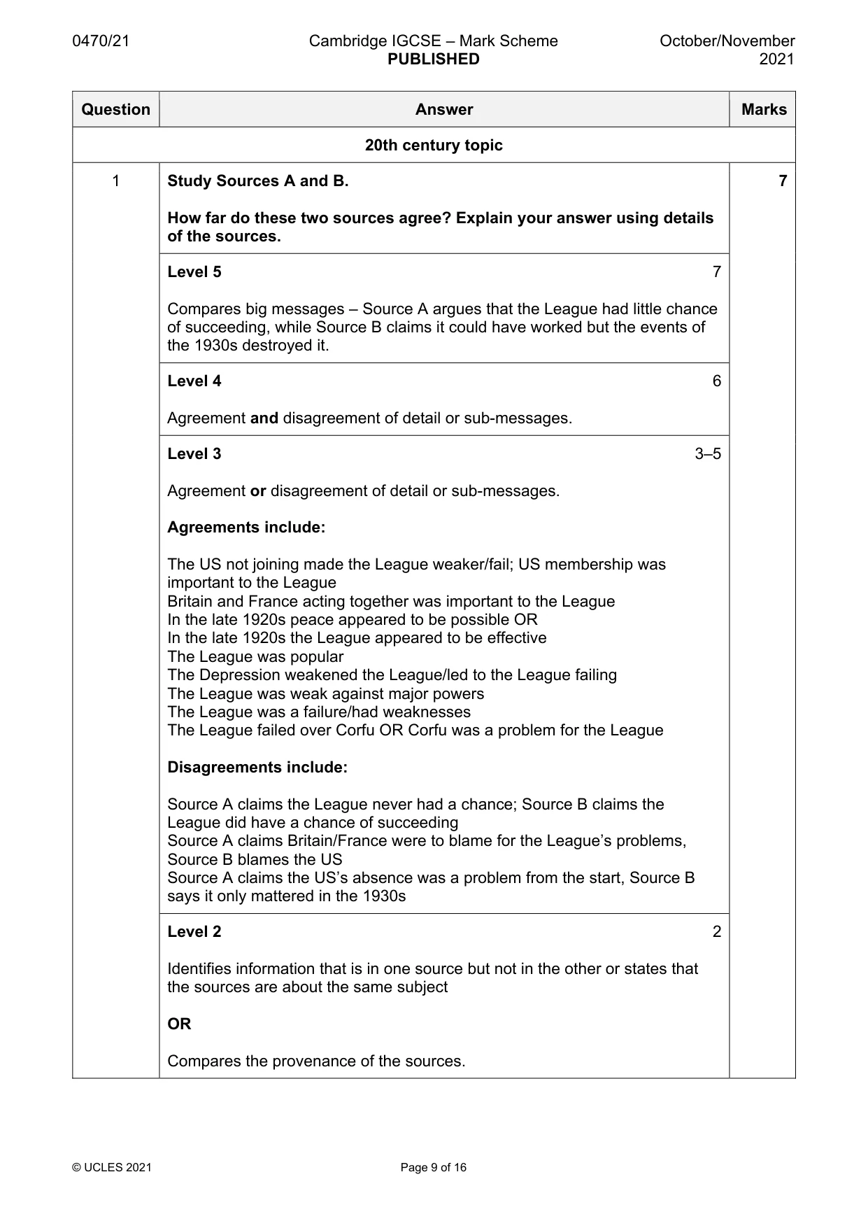 Mark scheme, page 9 of 16