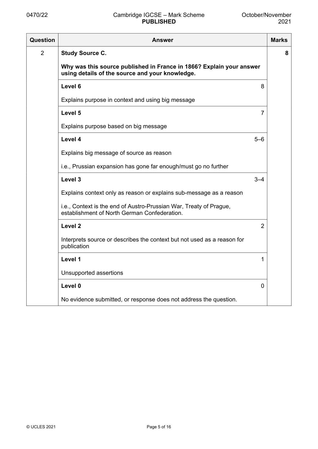 Mark scheme, page 5 of 16