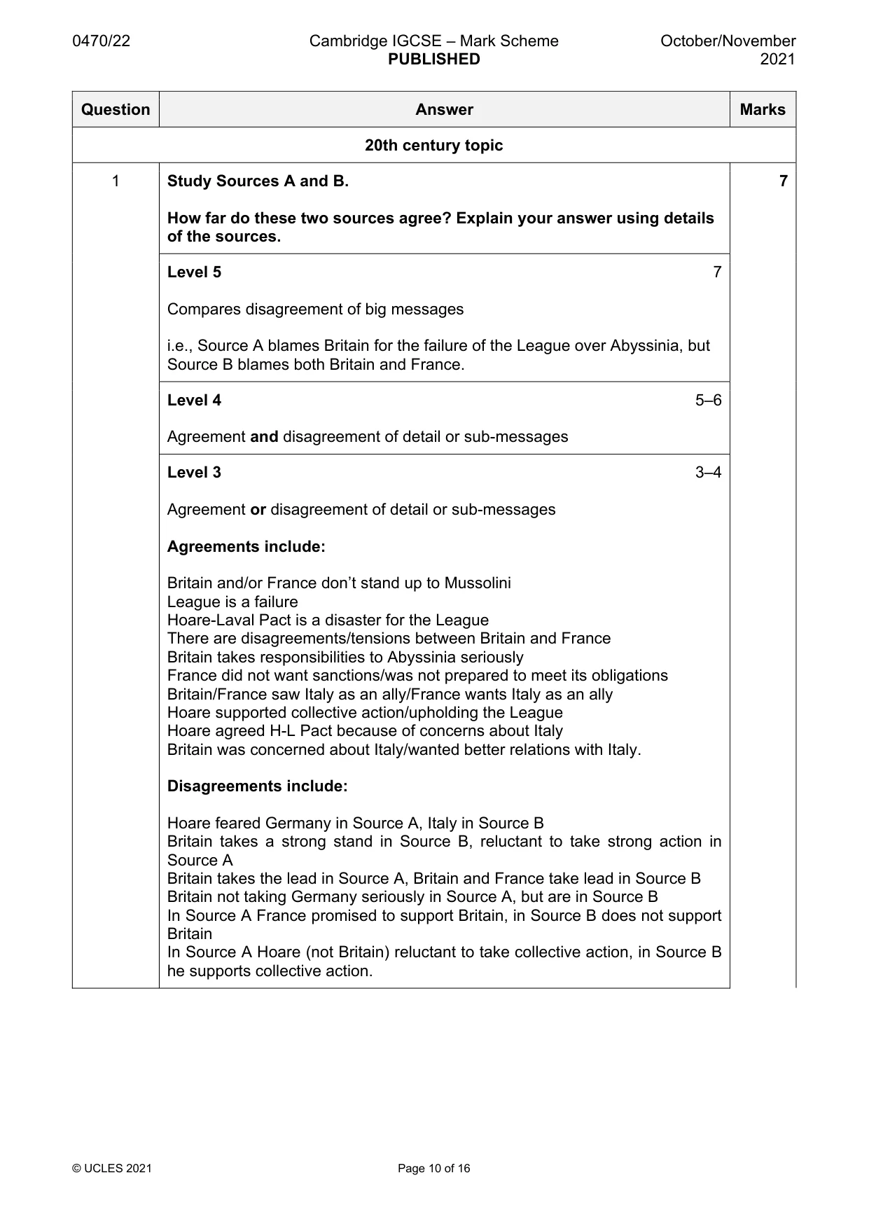 Mark scheme, page 10 of 16
