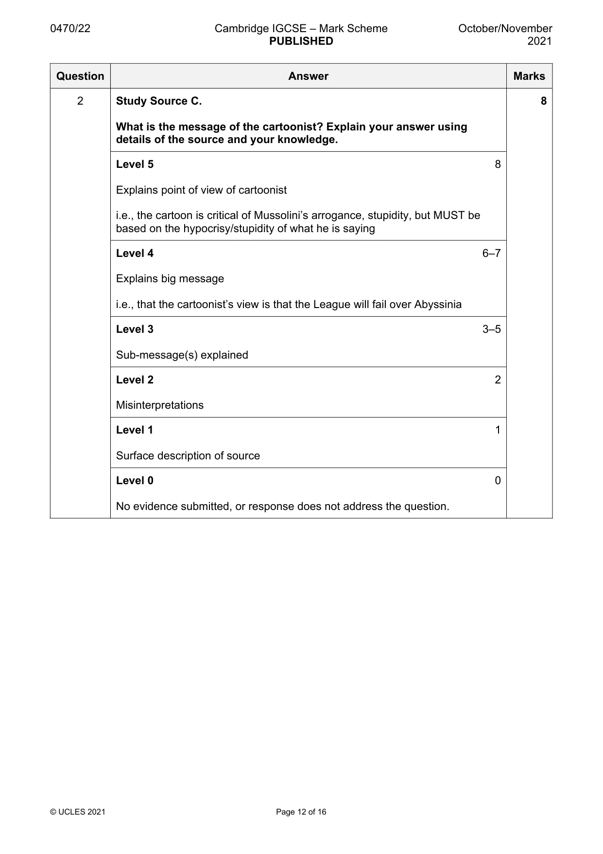 Mark scheme, page 12 of 16
