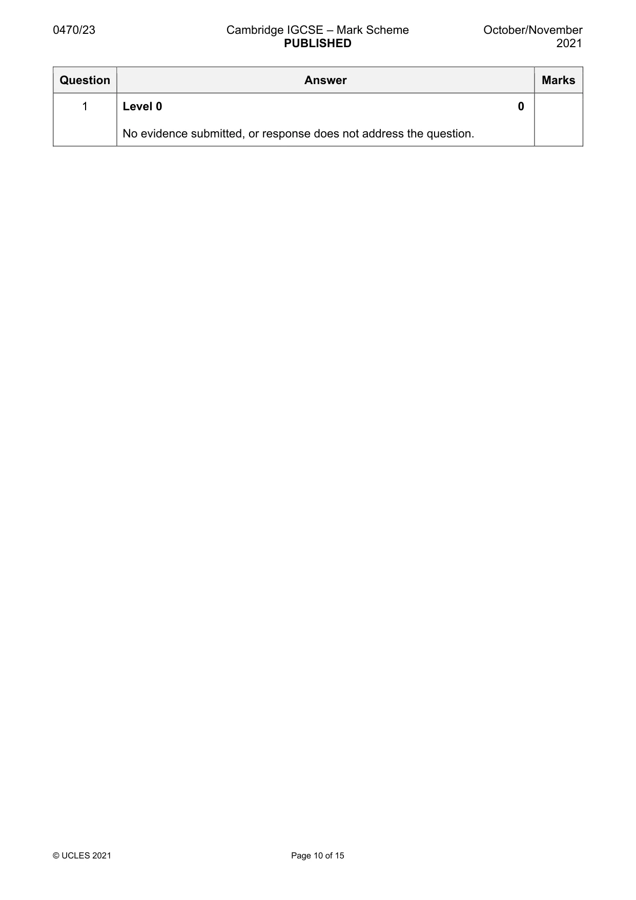 Mark scheme, page 10 of 15
