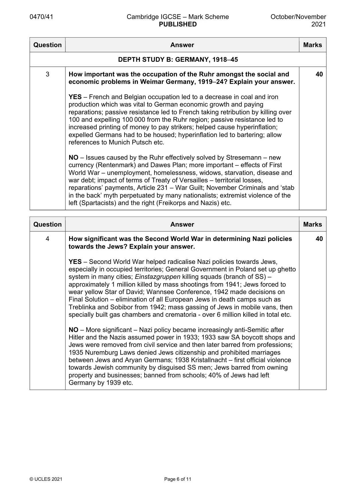 Mark scheme, page 6 of 11