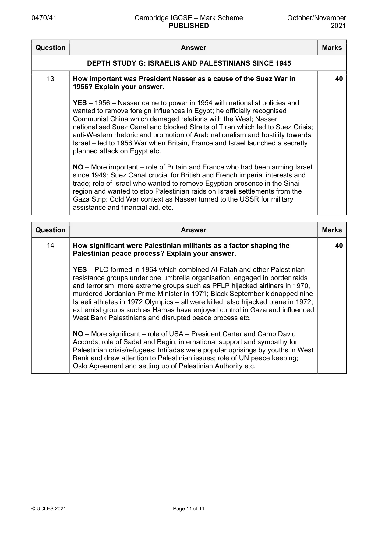 Mark scheme, page 11 of 11