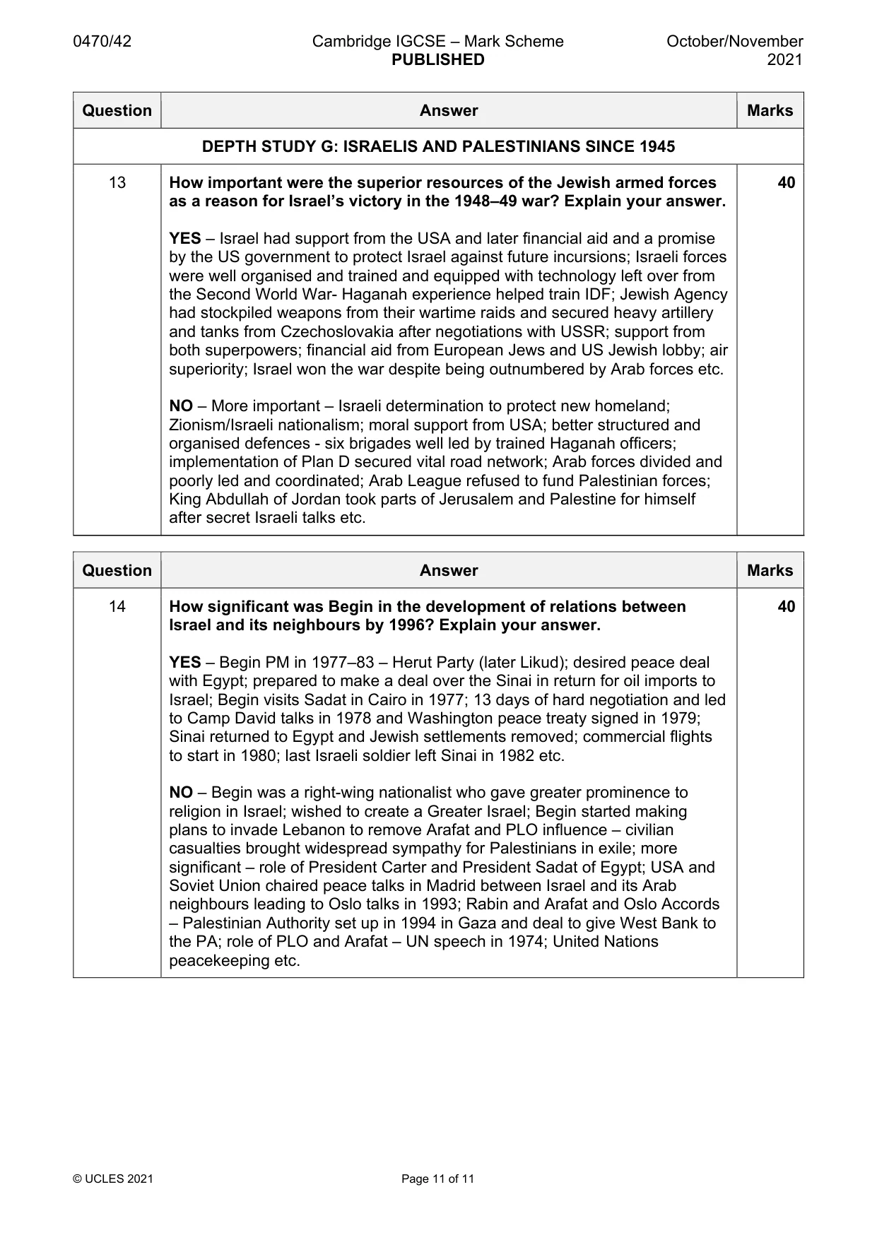 Mark scheme, page 11 of 11