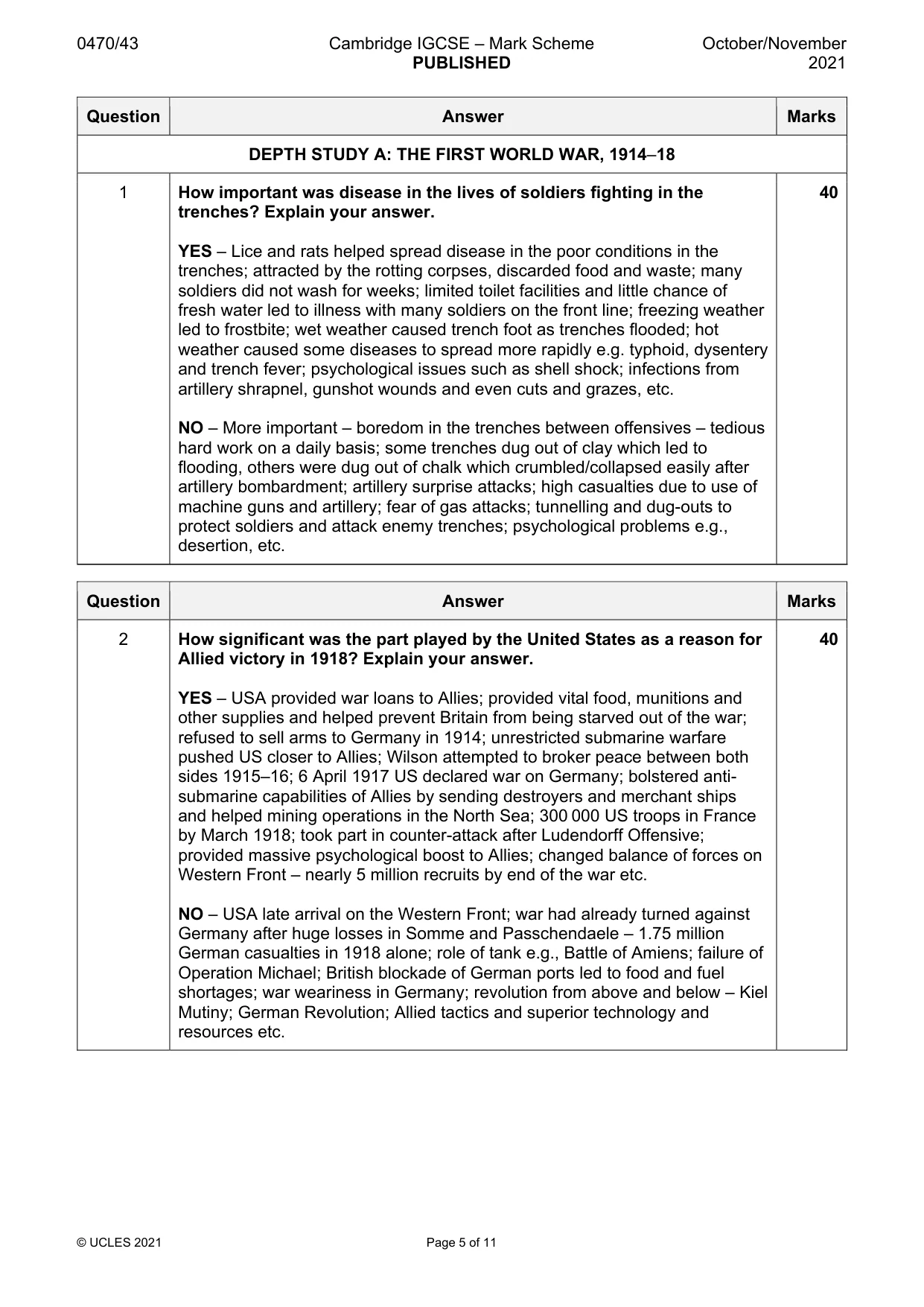 Mark scheme, page 5 of 11