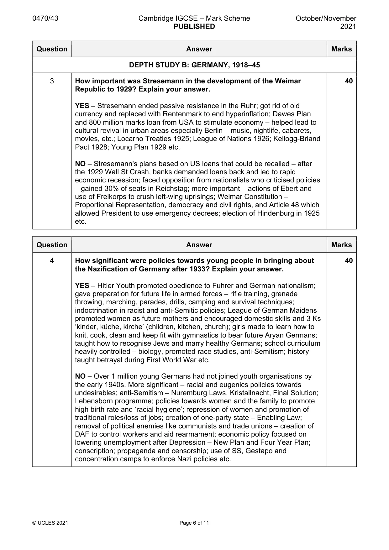 Mark scheme, page 6 of 11