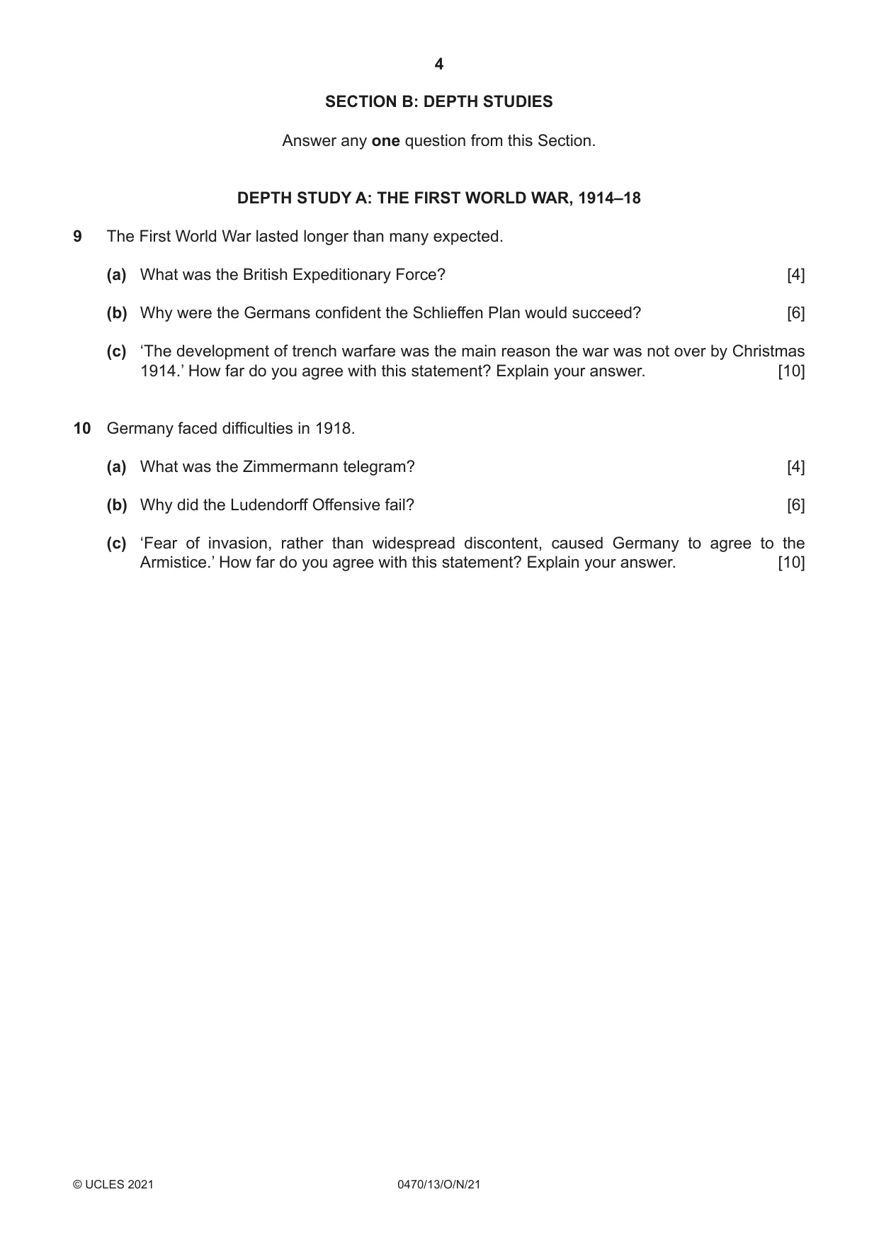 Cambridge IGCSE History 0470 2021 Oct/Nov Paper 1 · Variant 3 question paper, page 4 of 12