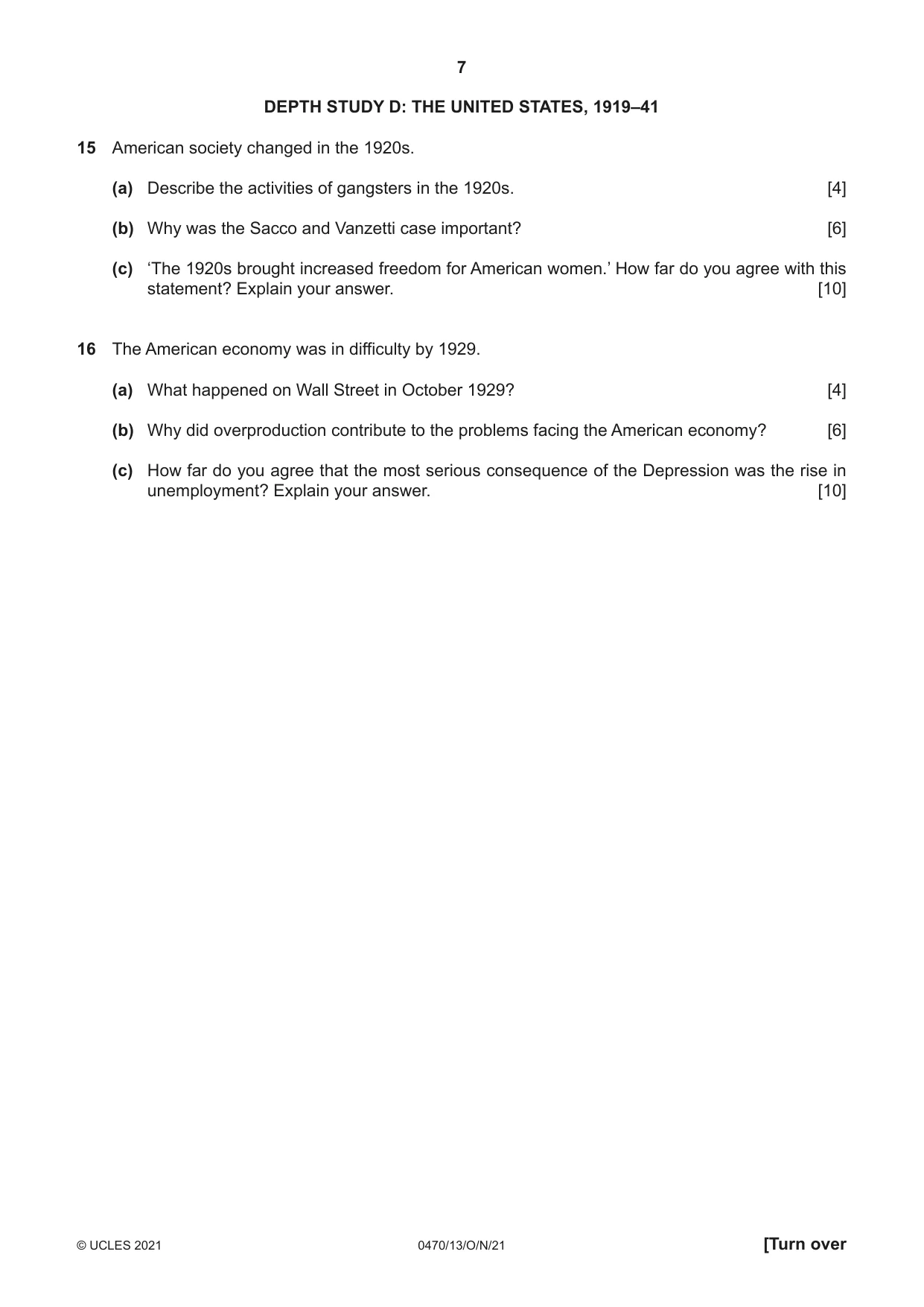 Cambridge IGCSE History 0470 2021 Oct/Nov Paper 1 · Variant 3 question paper, page 7 of 12