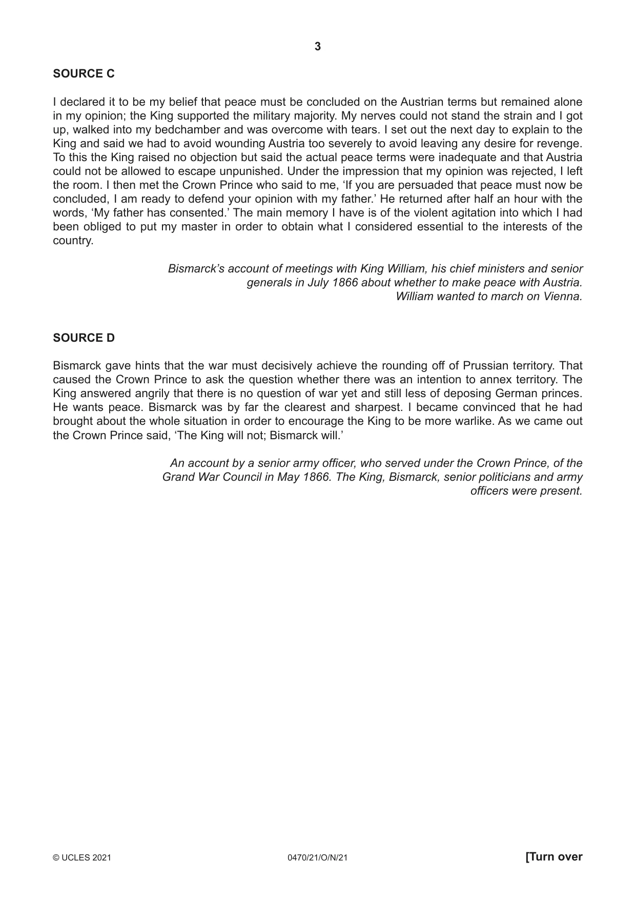 Cambridge IGCSE History 0470 2021 Oct/Nov Paper 2 · Variant 1 question paper, page 3 of 12