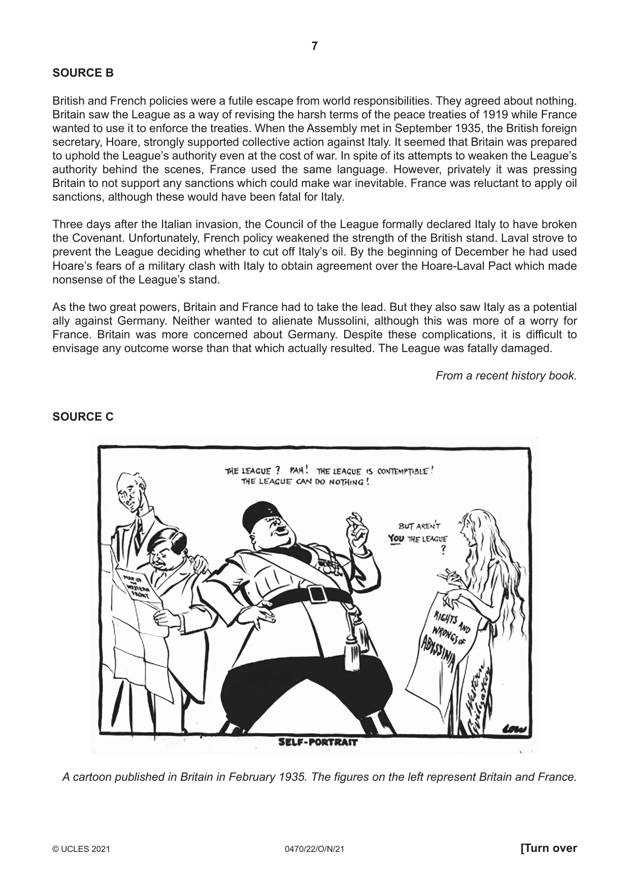 Cambridge IGCSE History 0470 2021 Oct/Nov Paper 2 · Variant 2 question paper, page 7 of 12