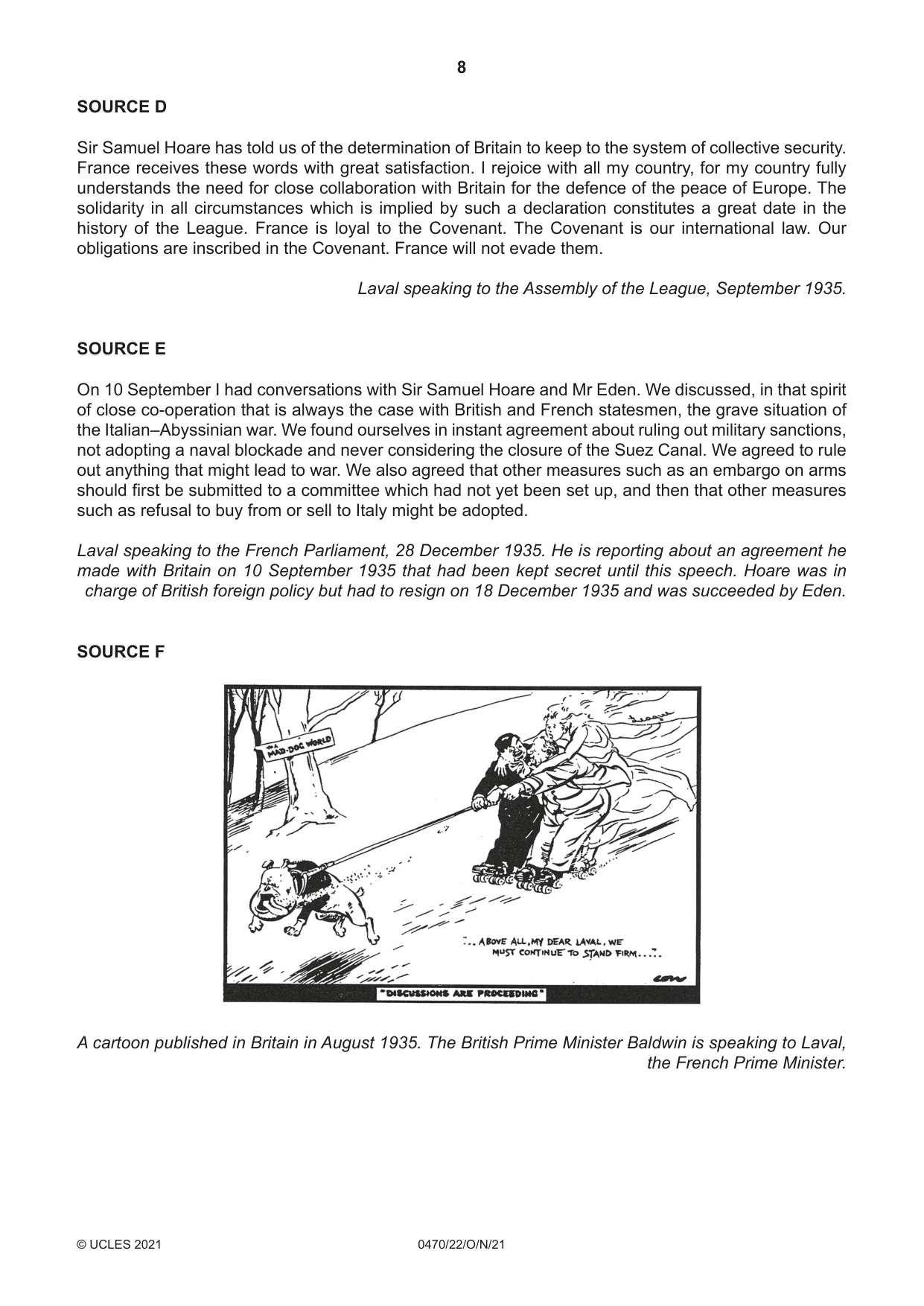 Cambridge IGCSE History 0470 2021 Oct/Nov Paper 2 · Variant 2 question paper, page 8 of 12