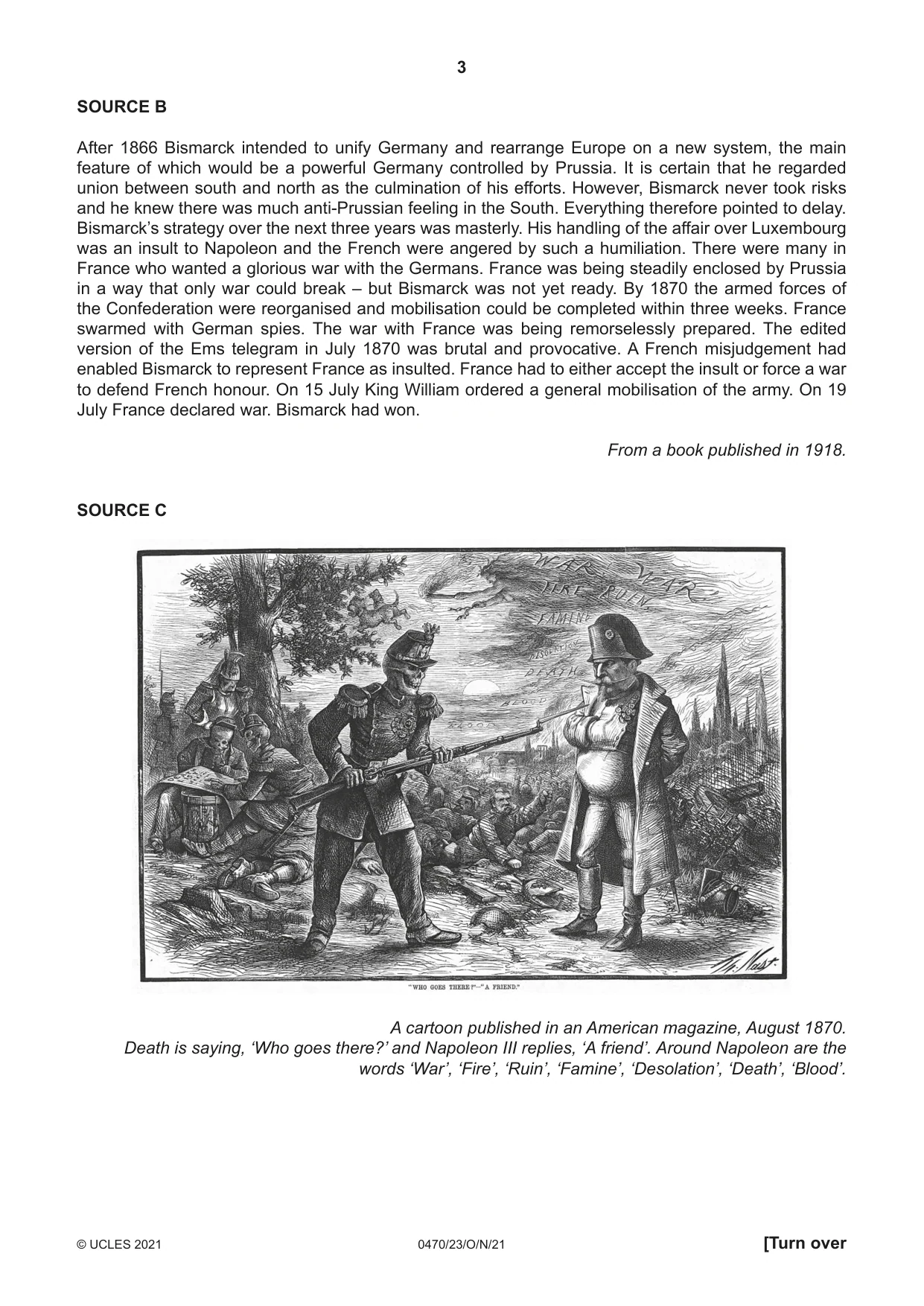 Cambridge IGCSE History 0470 2021 Oct/Nov Paper 2 · Variant 3 question paper, page 3 of 12
