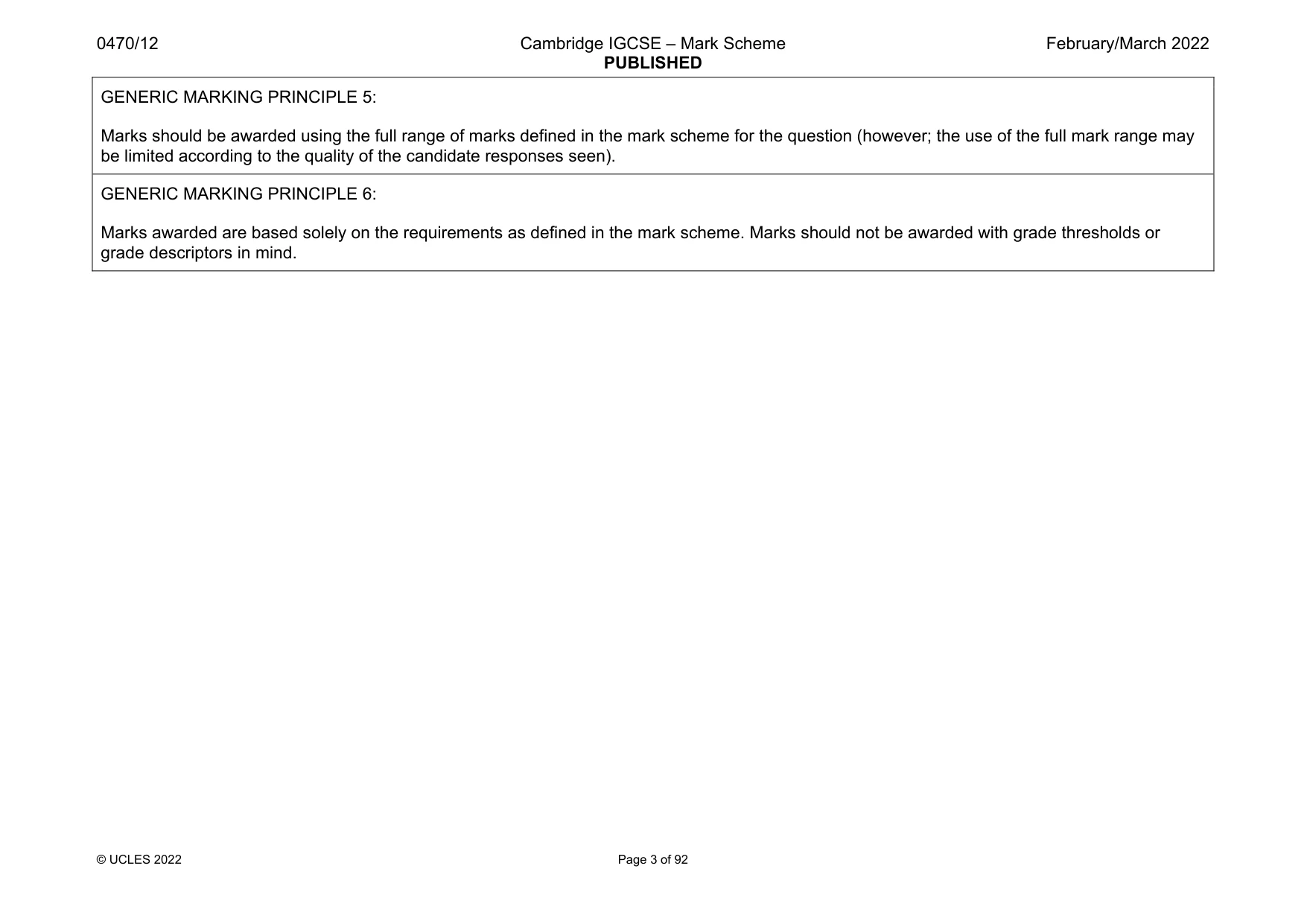 Mark scheme, page 3 of 92