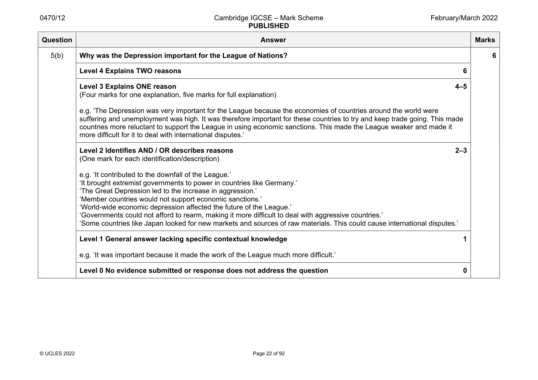 Mark scheme, page 22 of 92