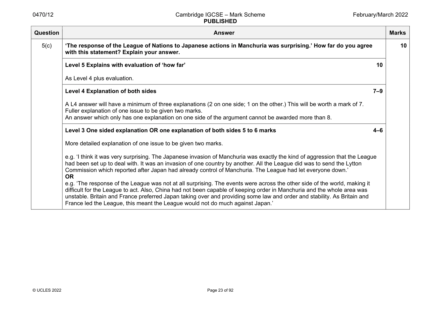 Mark scheme, page 23 of 92