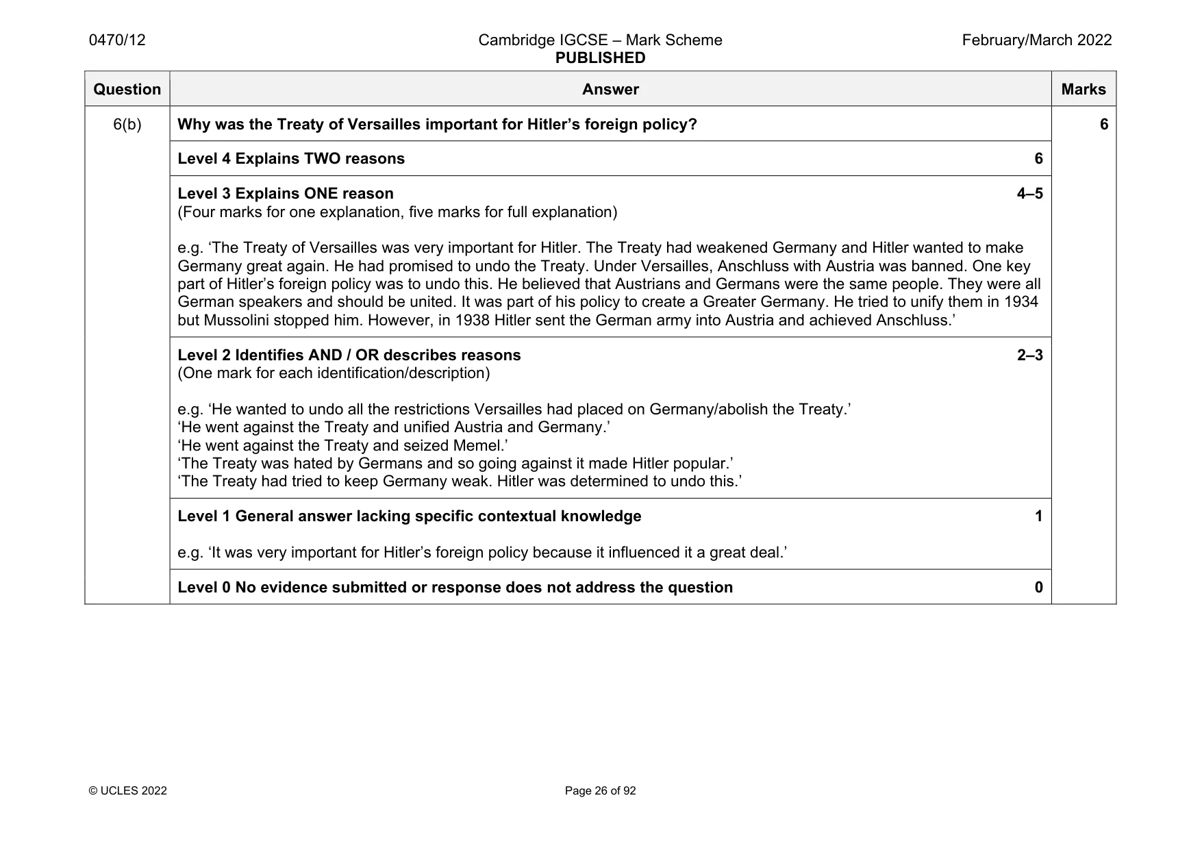 Mark scheme, page 26 of 92