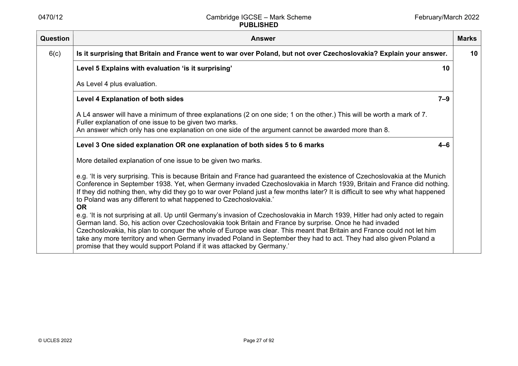 Mark scheme, page 27 of 92