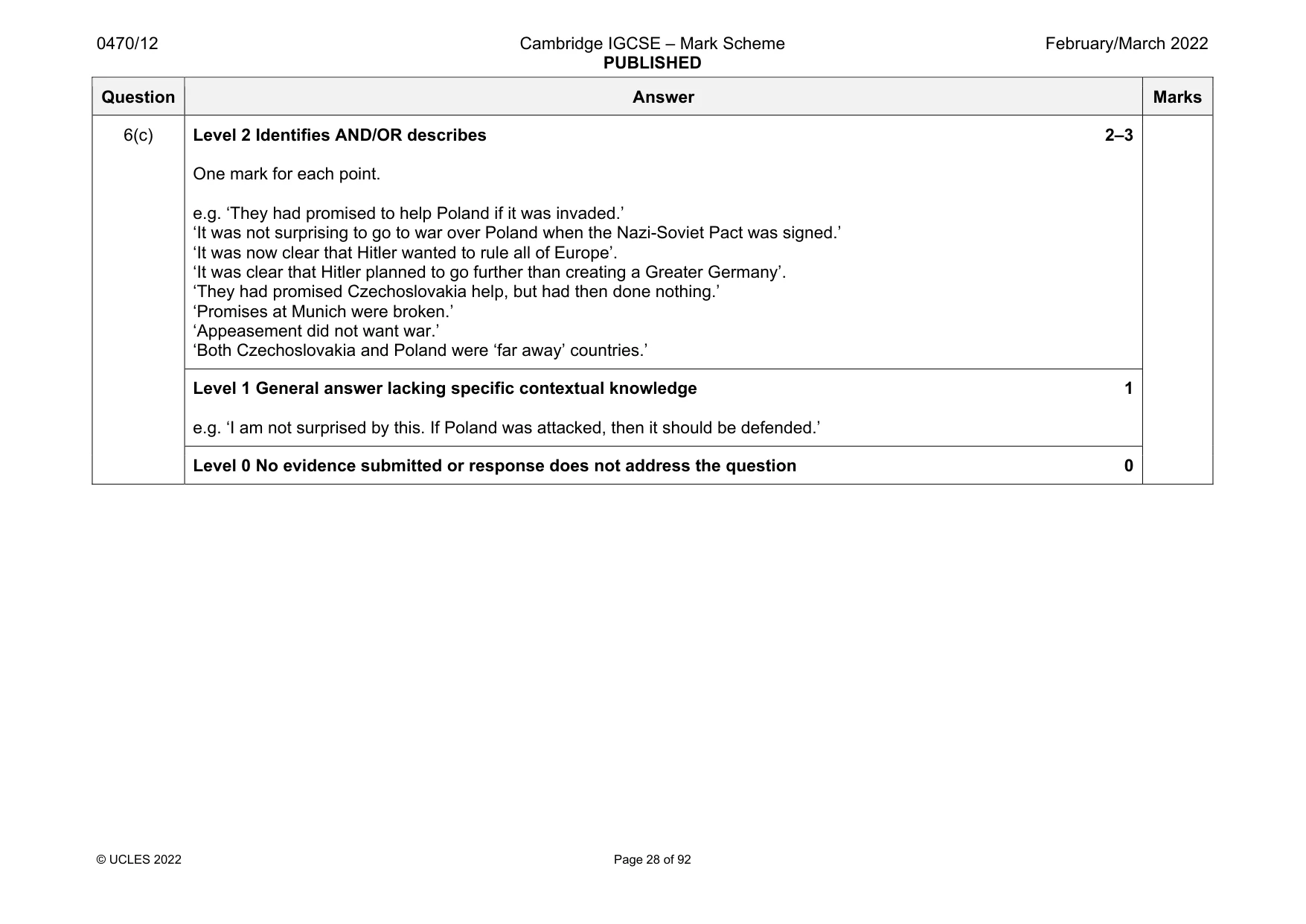 Mark scheme, page 28 of 92