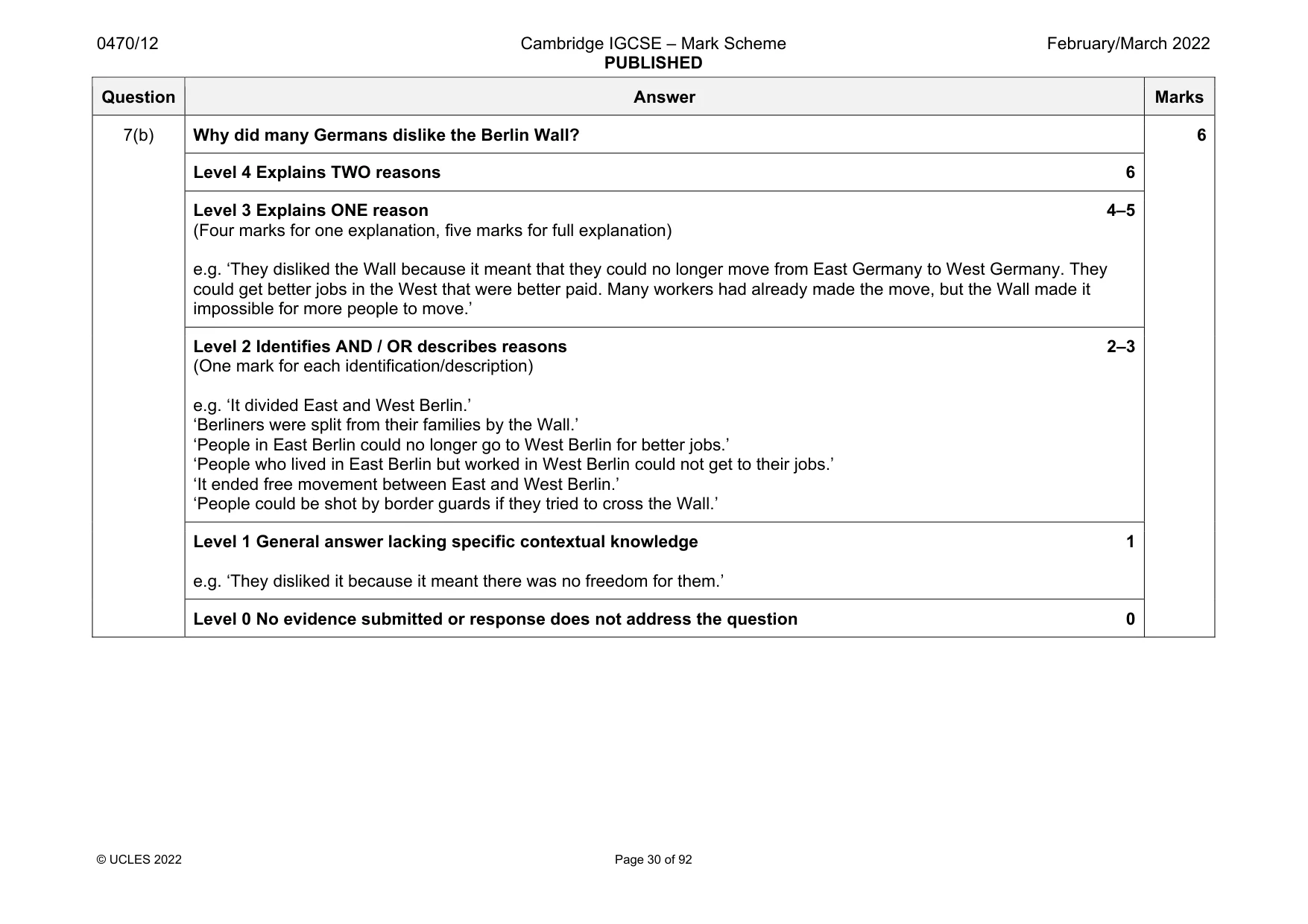 Mark scheme, page 30 of 92