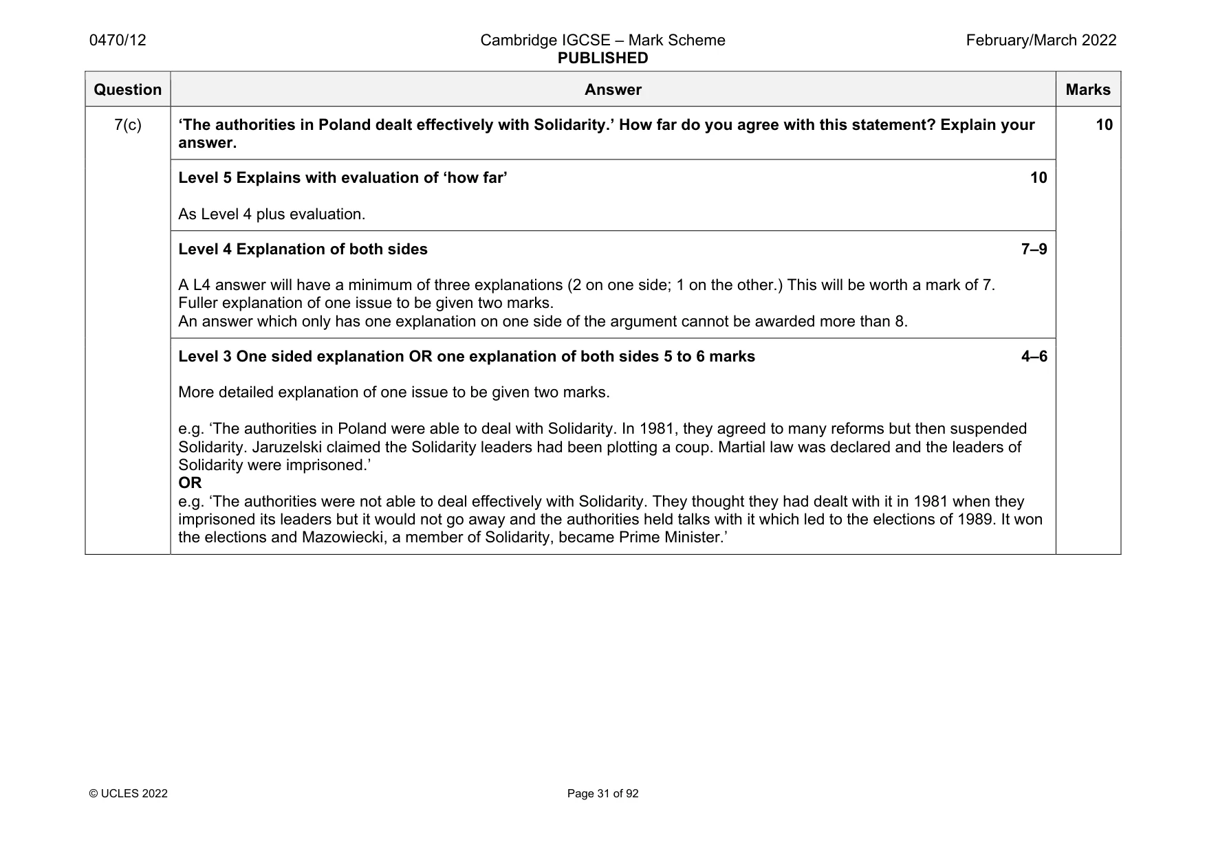 Mark scheme, page 31 of 92