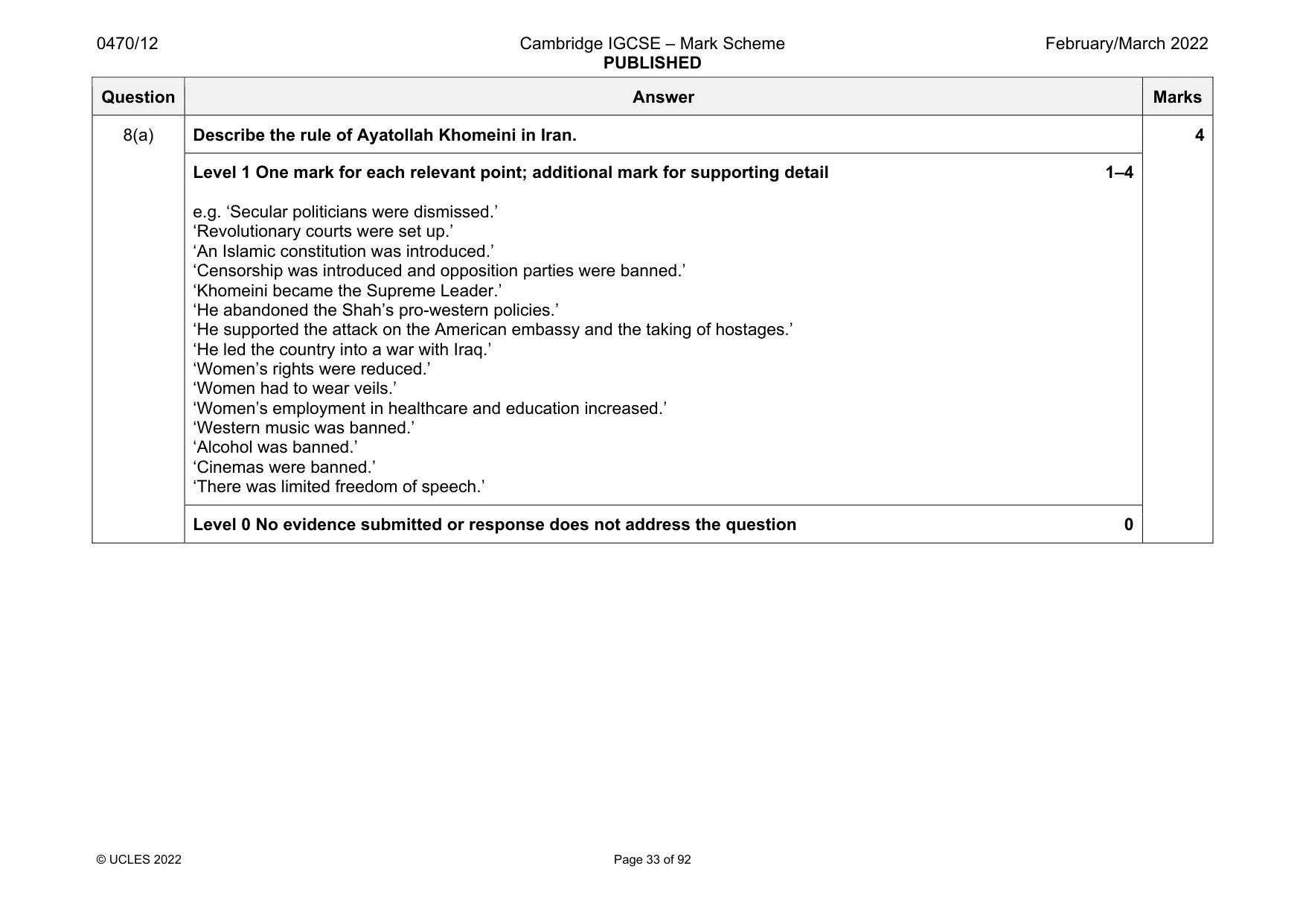 Mark scheme, page 33 of 92
